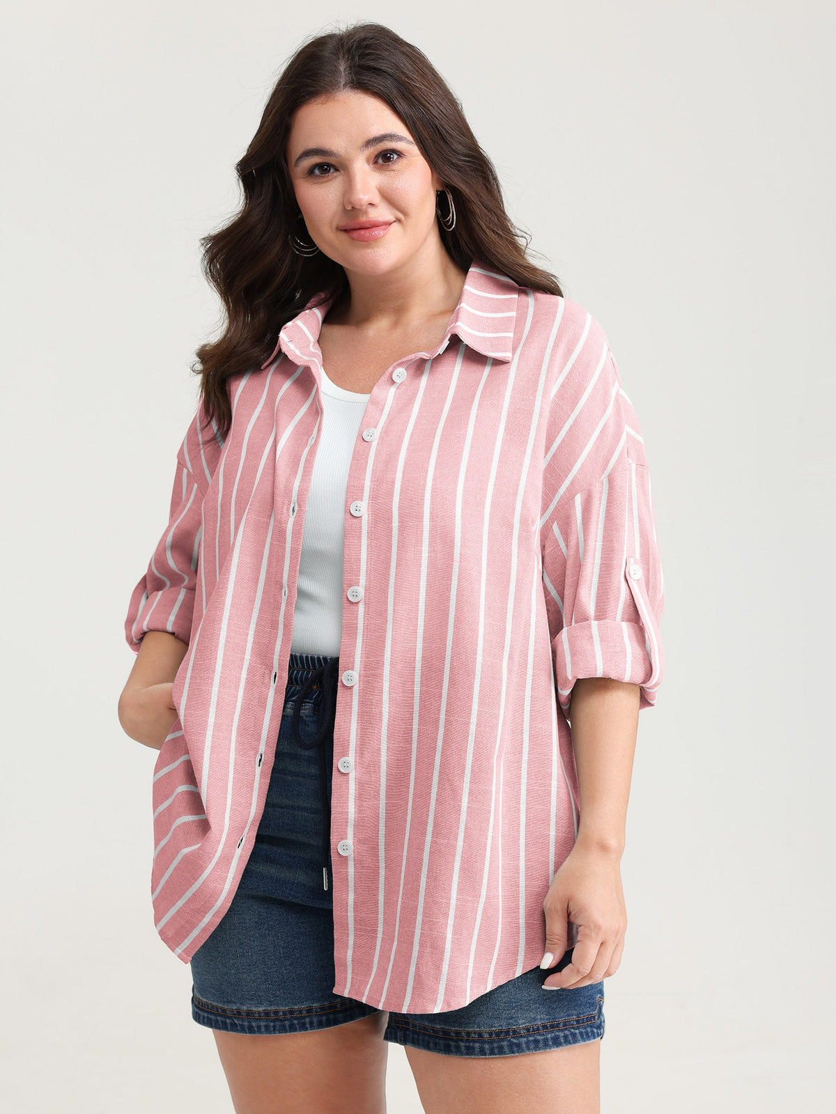 Adjustable Tab Sleeve Button-Down Shirt