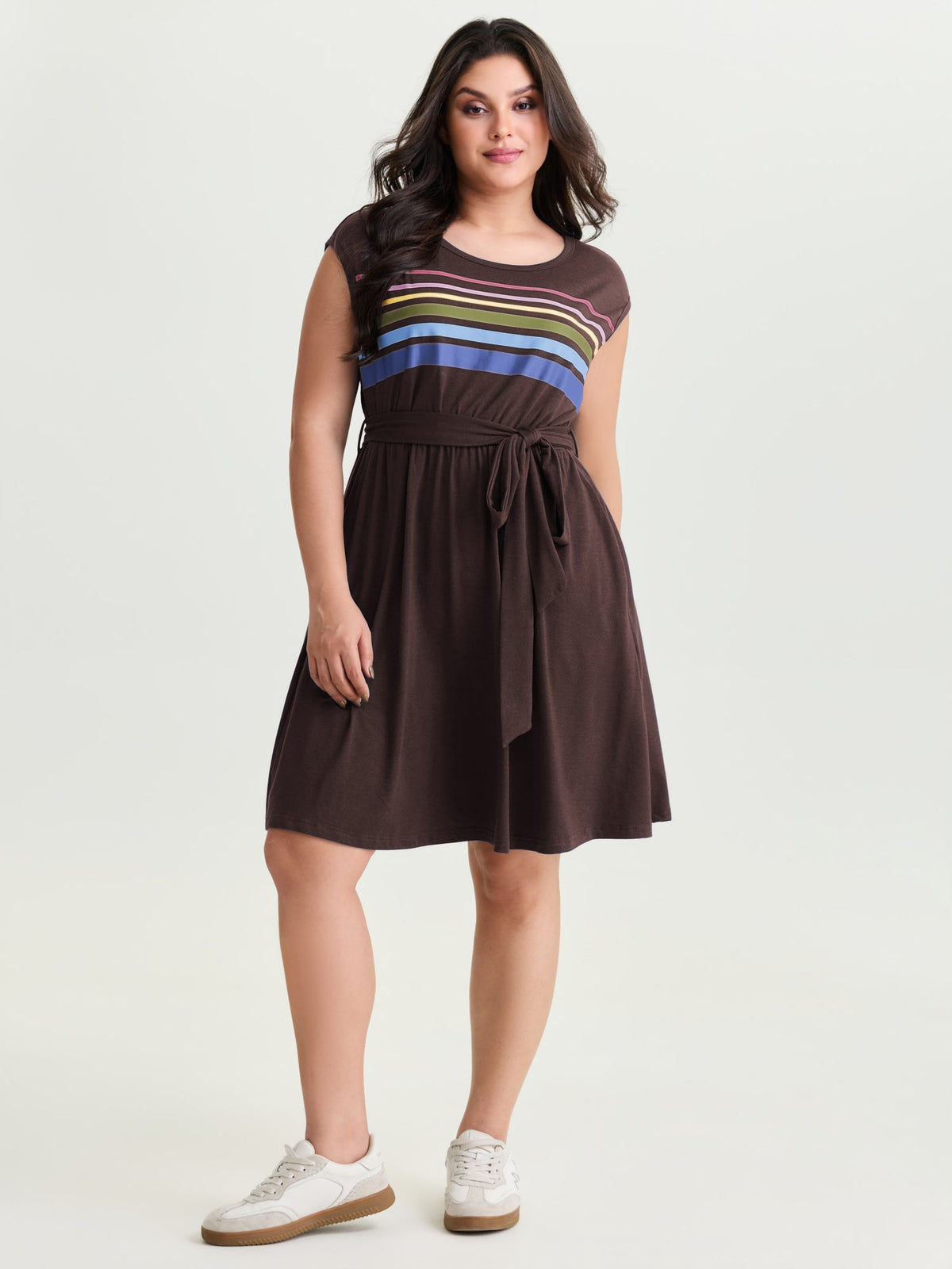 Supersoft Colorful Striped Print Mini Dress