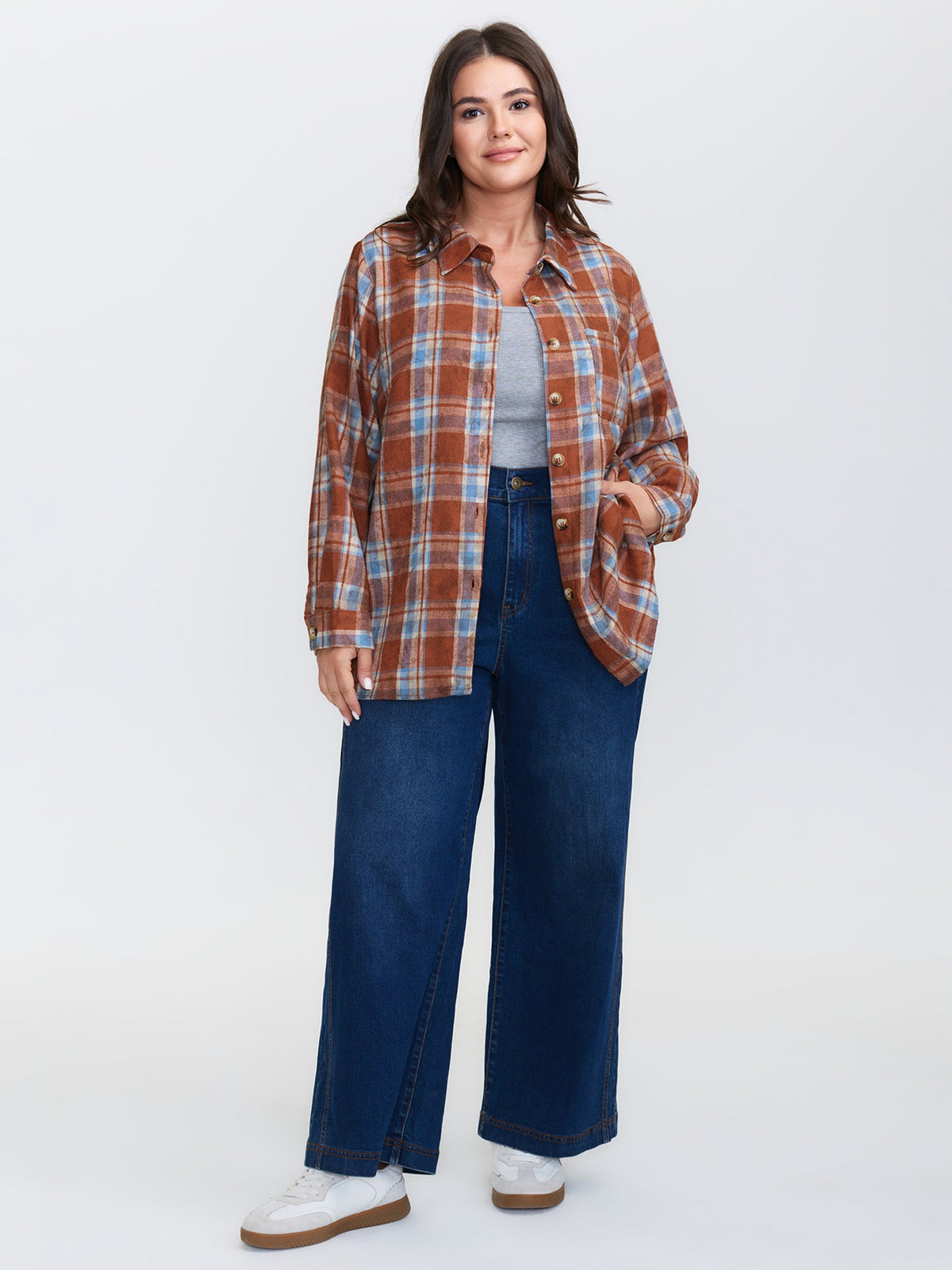Plaid Print Vintage Button-Down Shirt