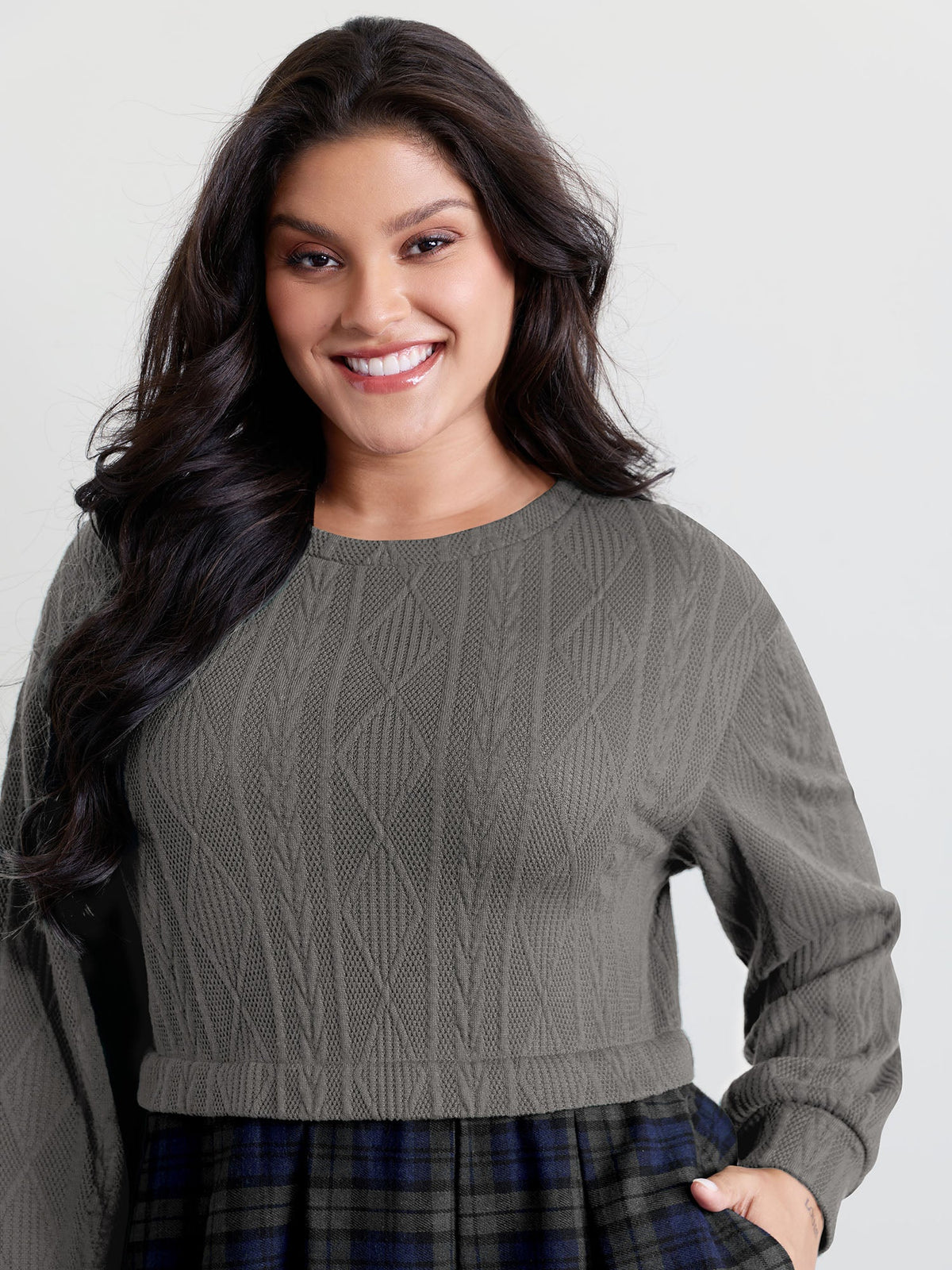 Layered Plaid Pockets Mini Dress