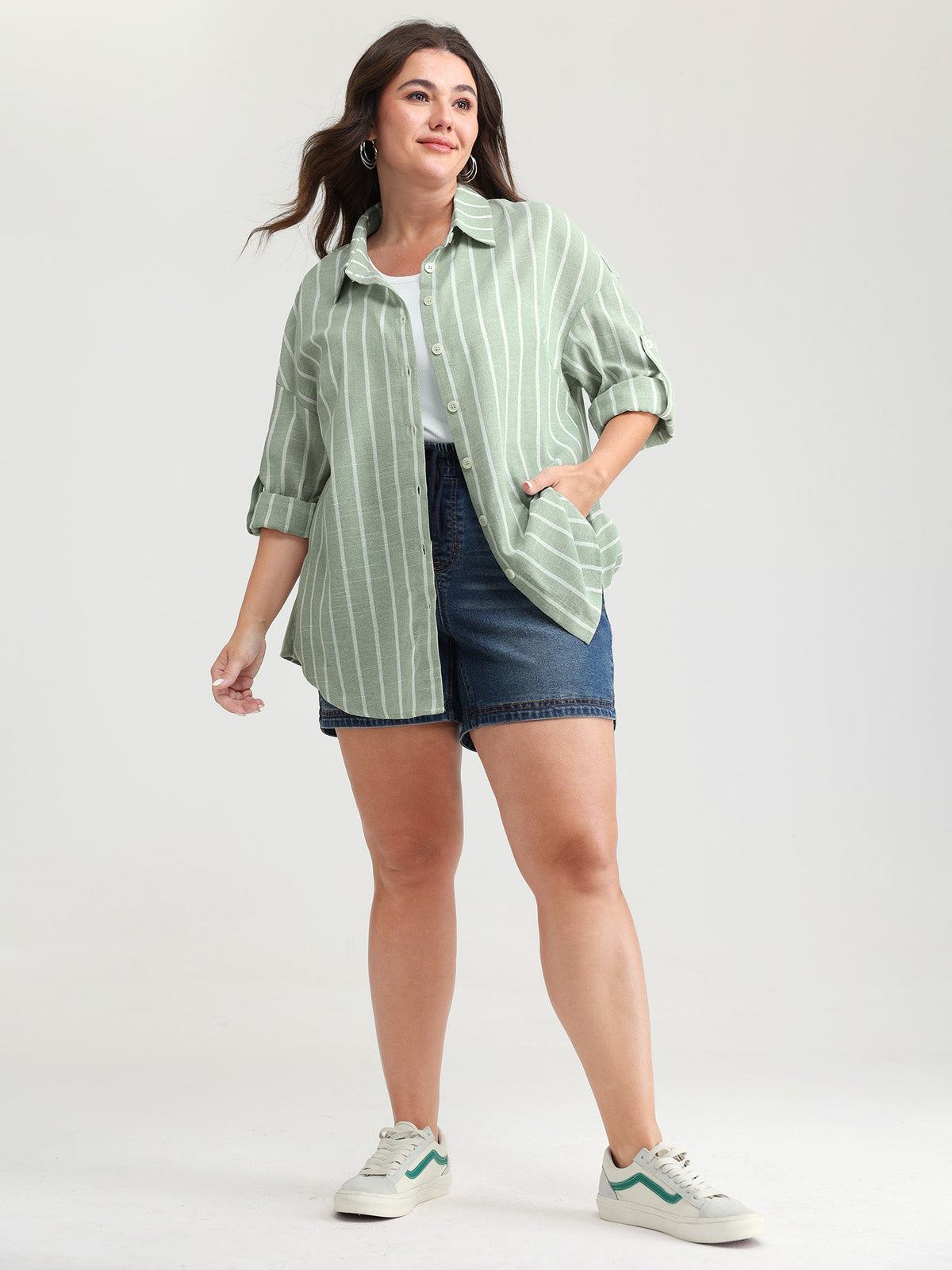 Adjustable Tab Sleeve Button-Down Shirt