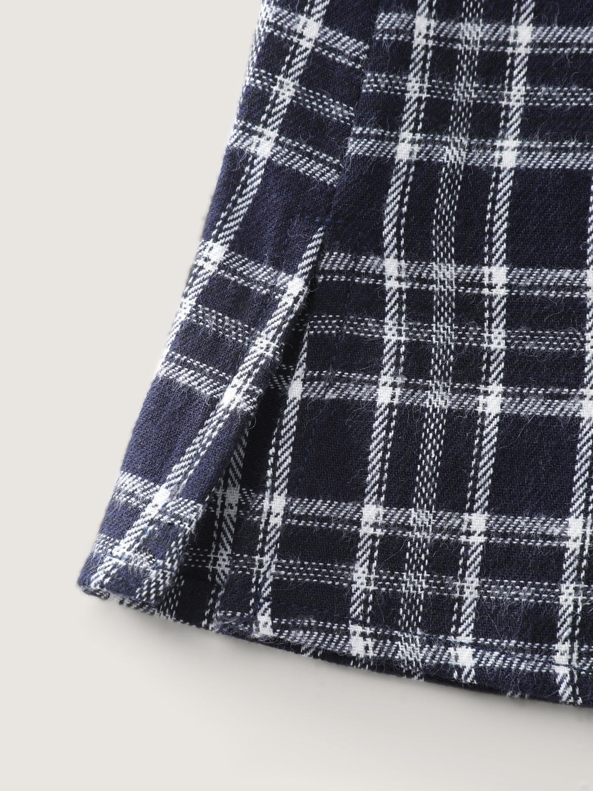 Plaid Pattern Button-Down Blouse