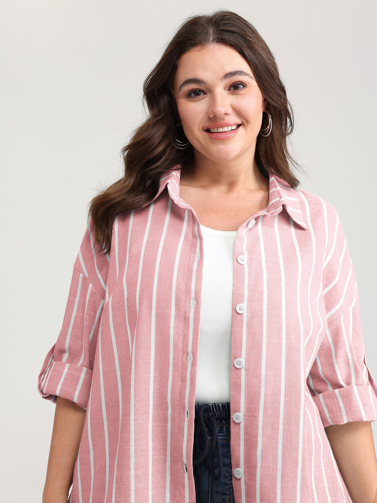 Adjustable Tab Sleeve Button-Down Shirt