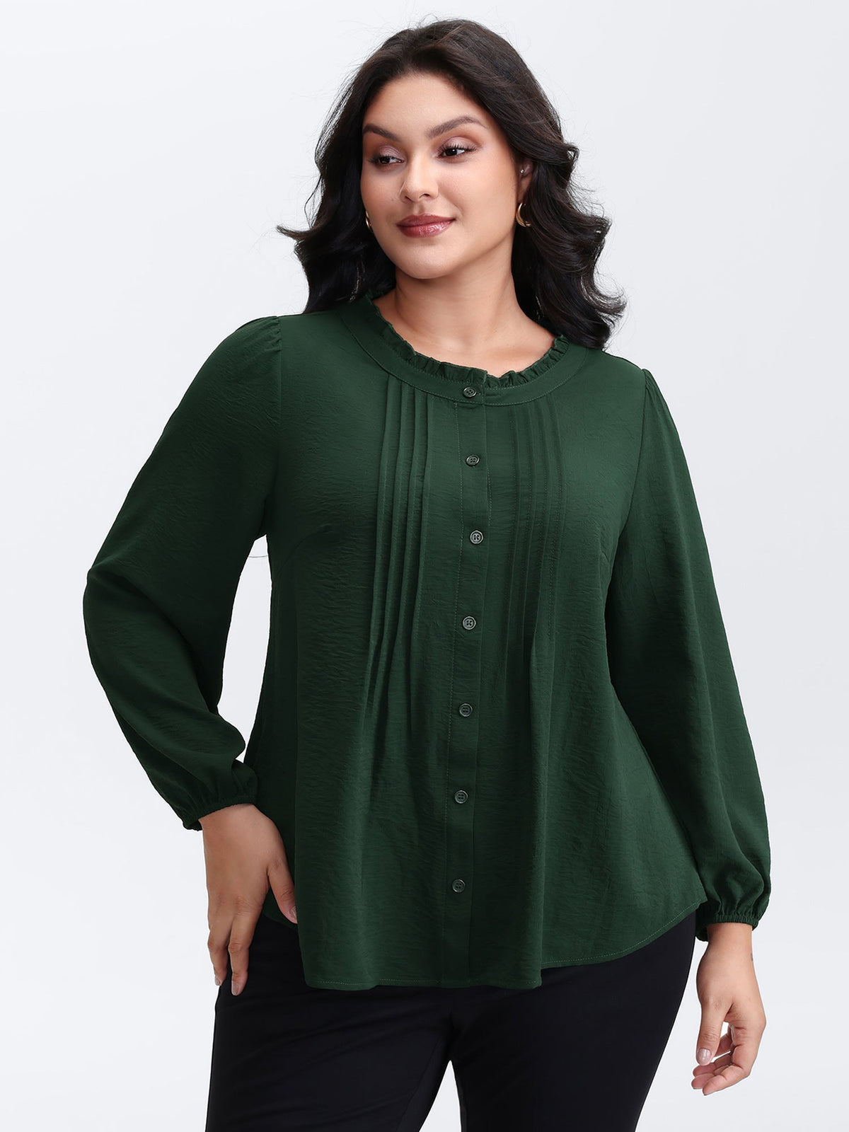 Toothpick Pleat Flowy Solid Blouse