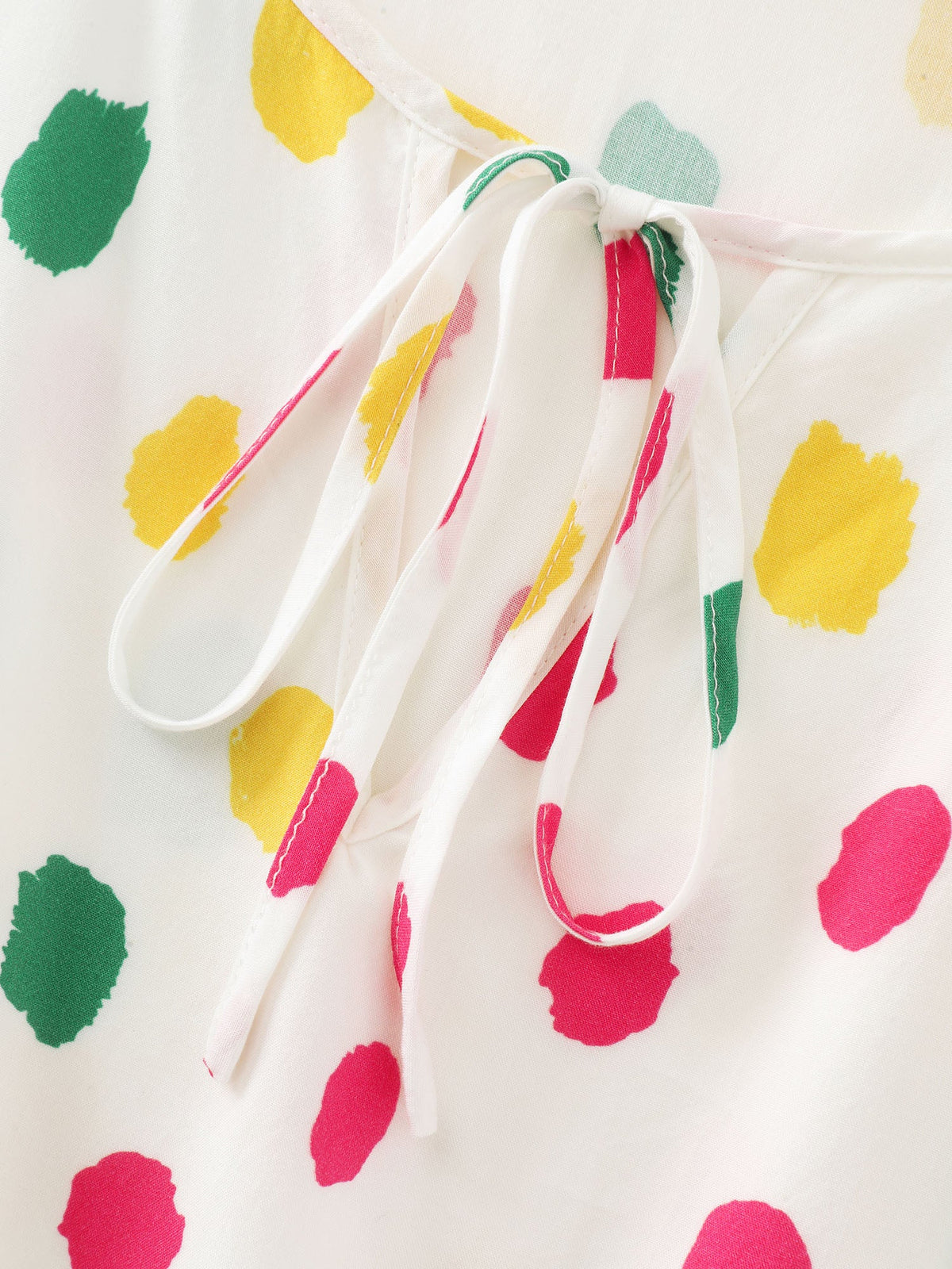 Supersoft Colorful Polka Dots Shirred Waist Midi Dress