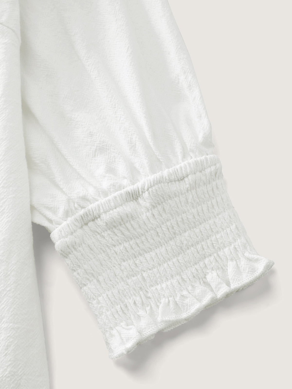 Cotton Floral Embroidery Shirred Blouse