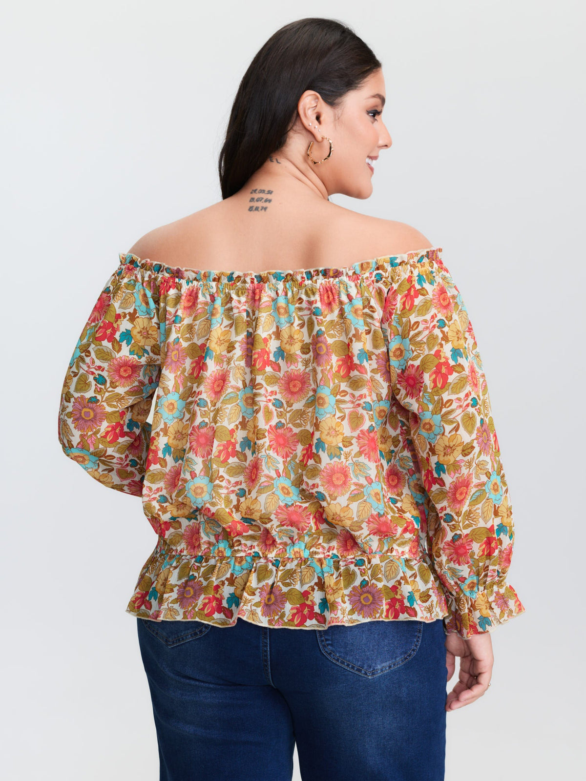 Romantic Off-Shoulder Floral Print Blouse