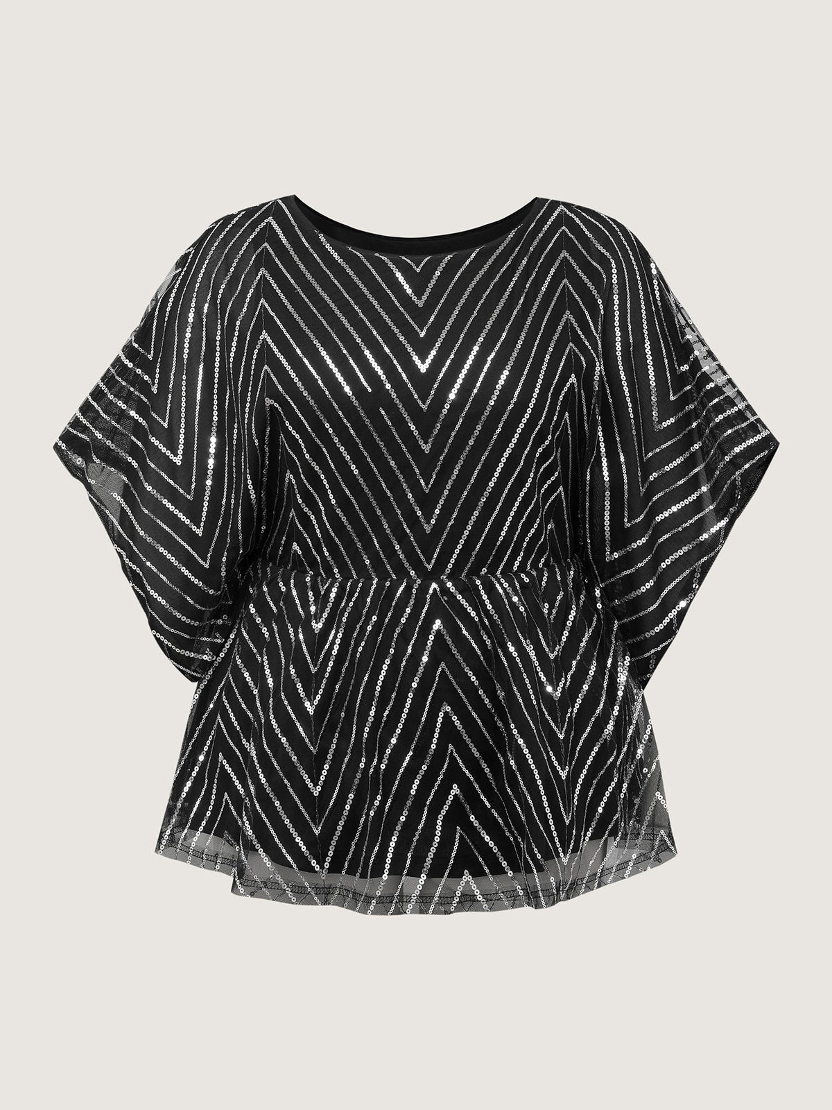 Zigzag Sequin Stretchy Waist Blouse