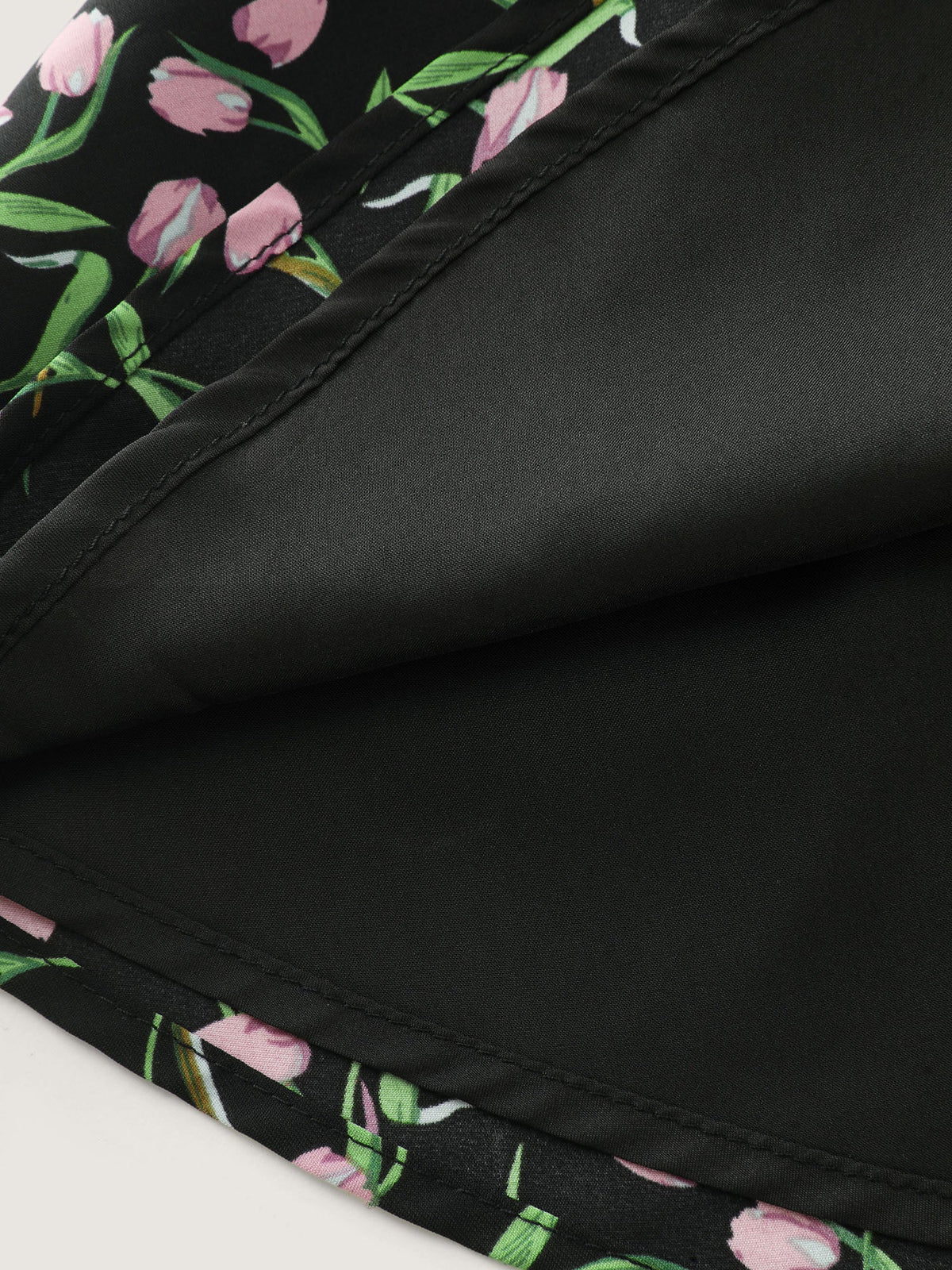 Tulip Print Cinched Flared Blouse