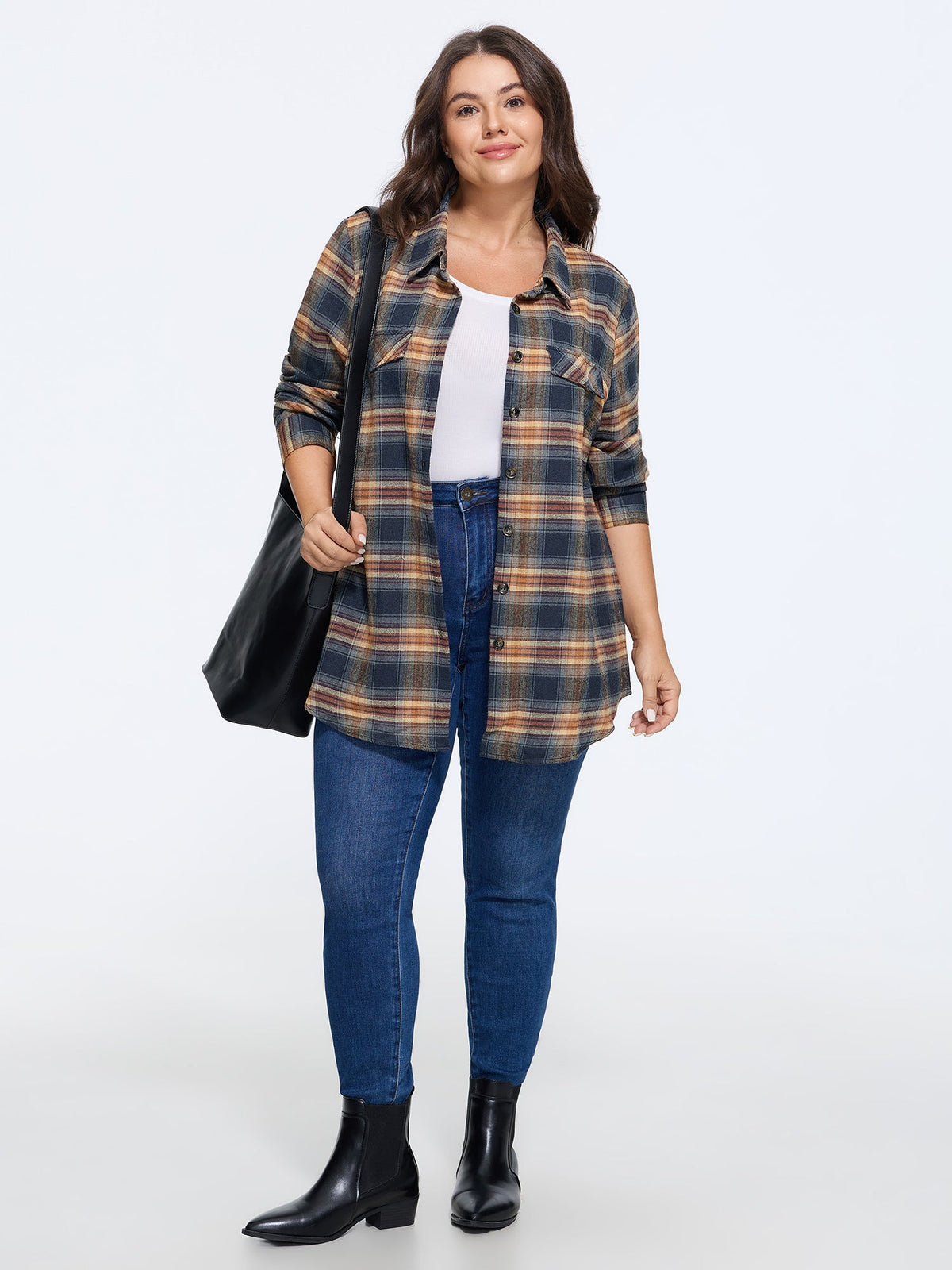 Plaid Print Button Down Shirt