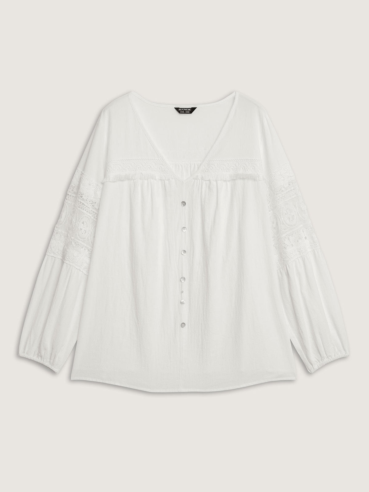 Pure Cotton Sheer Lace Trim Blouse