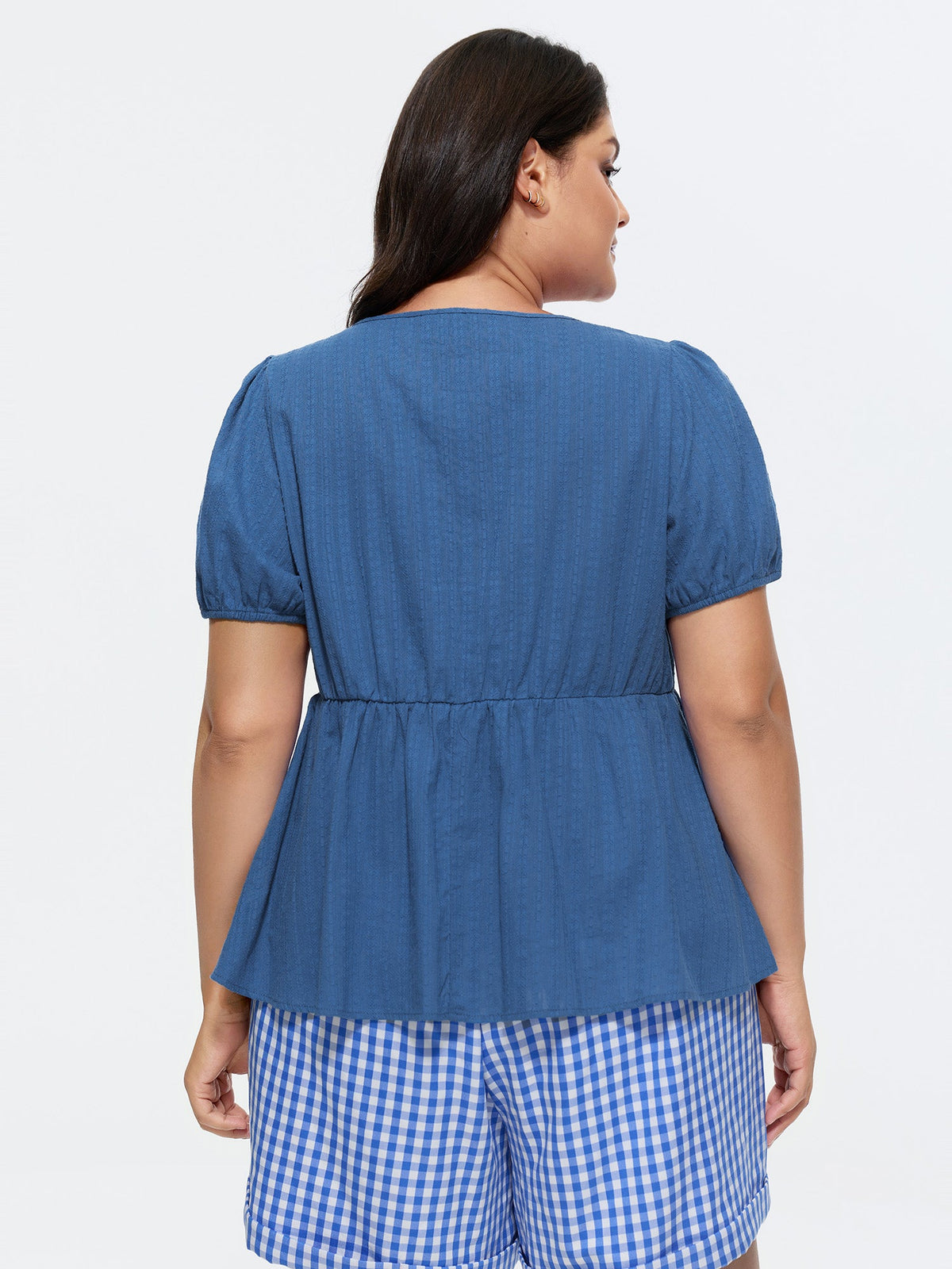 Cotton Front-Tie Puff Sleeve Blouse