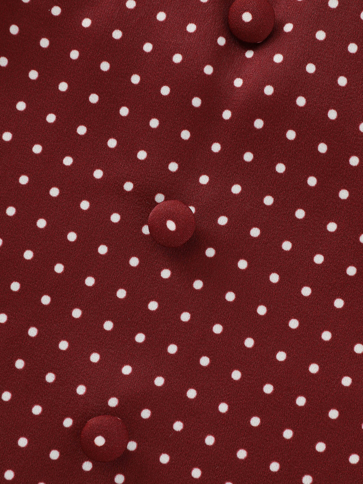 Satin Polka Dot Print Shirred Cropped Blouse