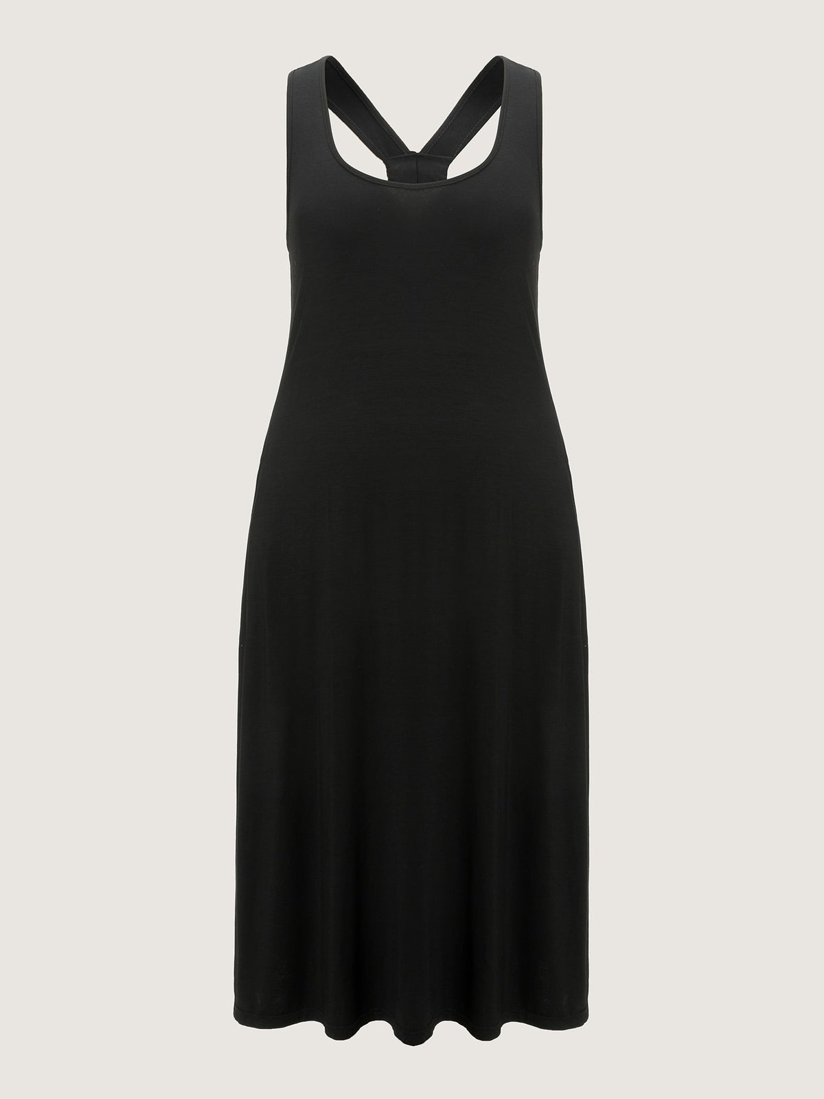 Supersoft Stretchy Wide-Straps Plain Maxi Dress