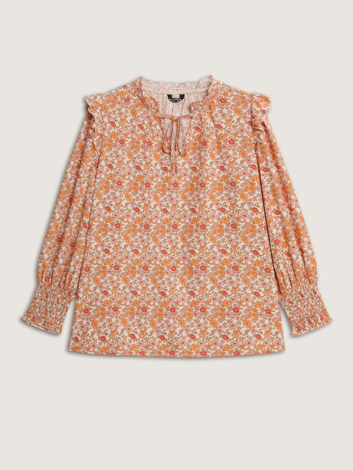 Chiffon Floral Print Ruffled Shoulder Blouse