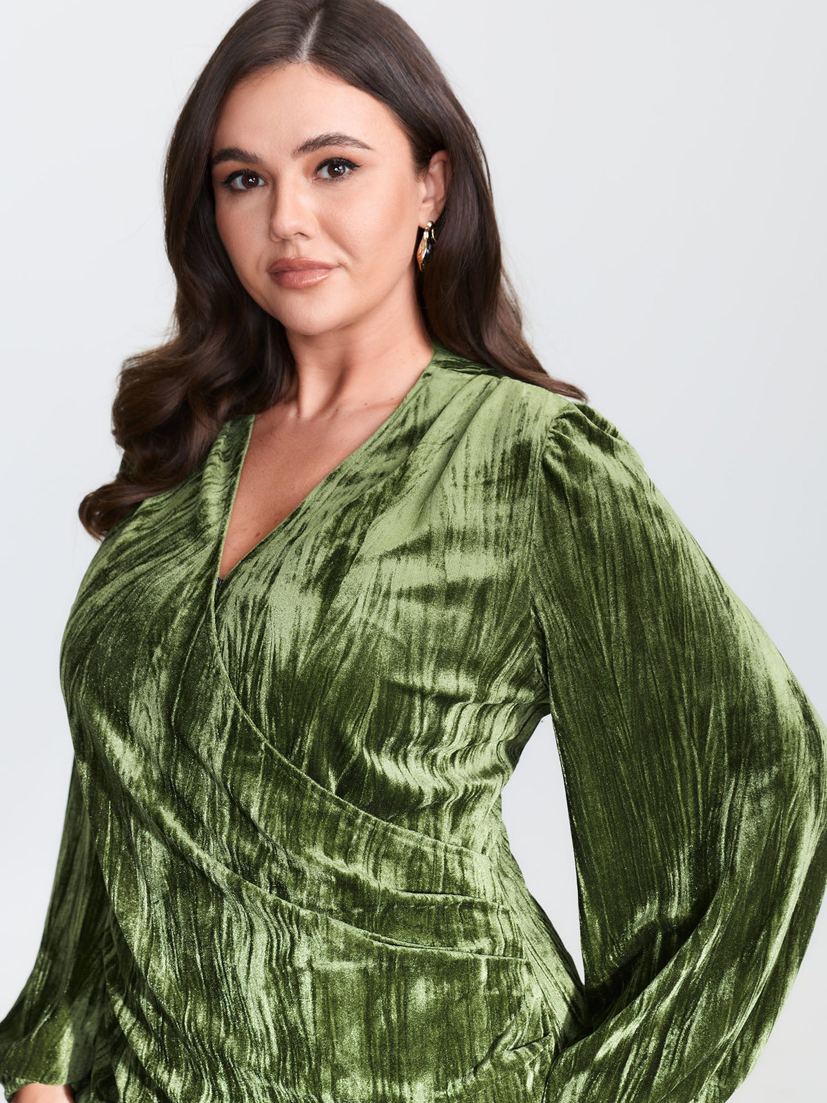 Textured Velvet Drape Neckline Blouse