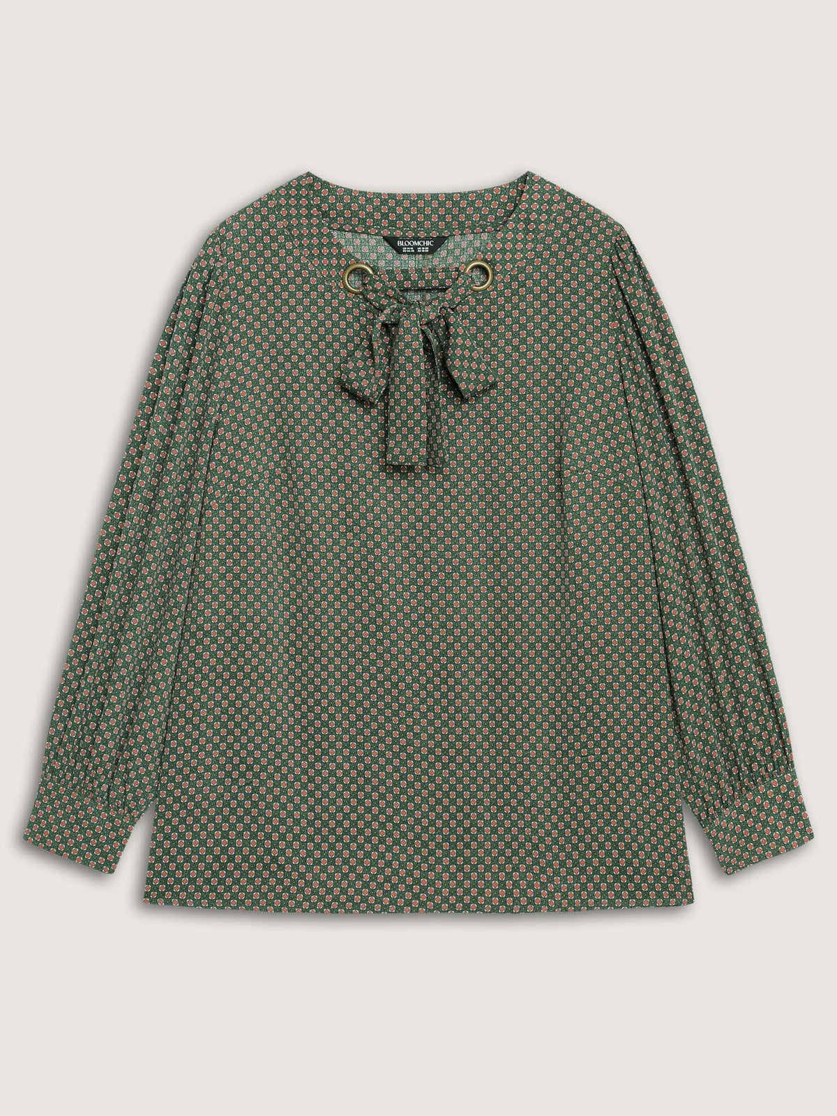 Geometric Print Bow-Tie Neckline Blouse