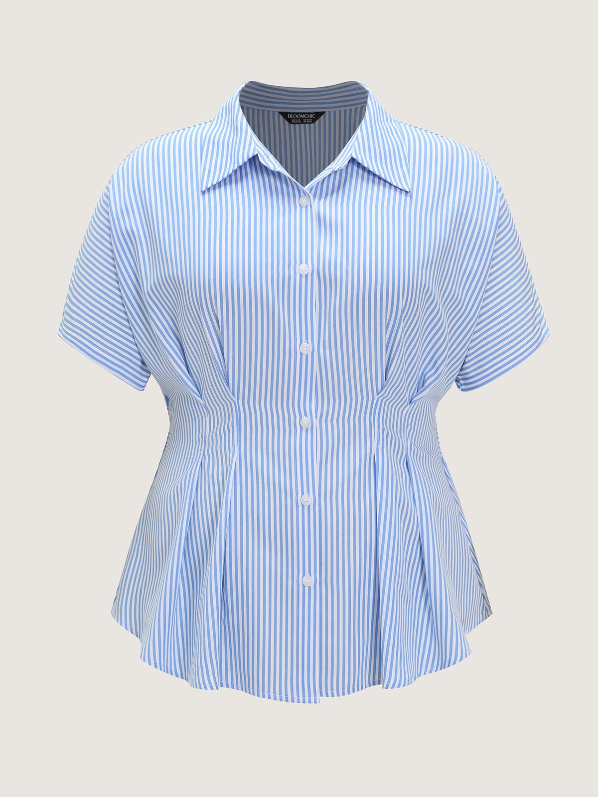 Striped Print Cinched-Waist Blouse