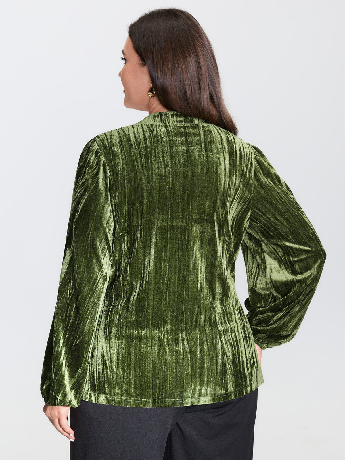 Textured Velvet Drape Neckline Blouse