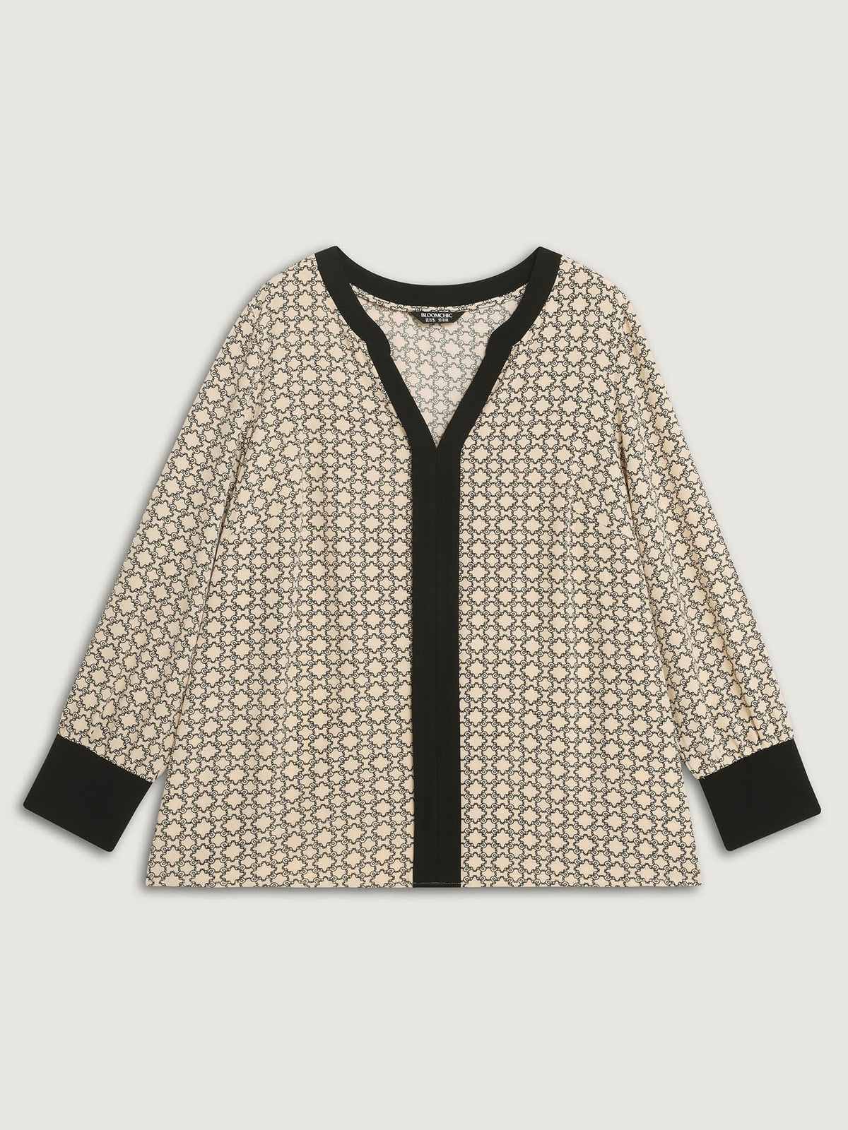 Geometric Print Color Contrast Blouse