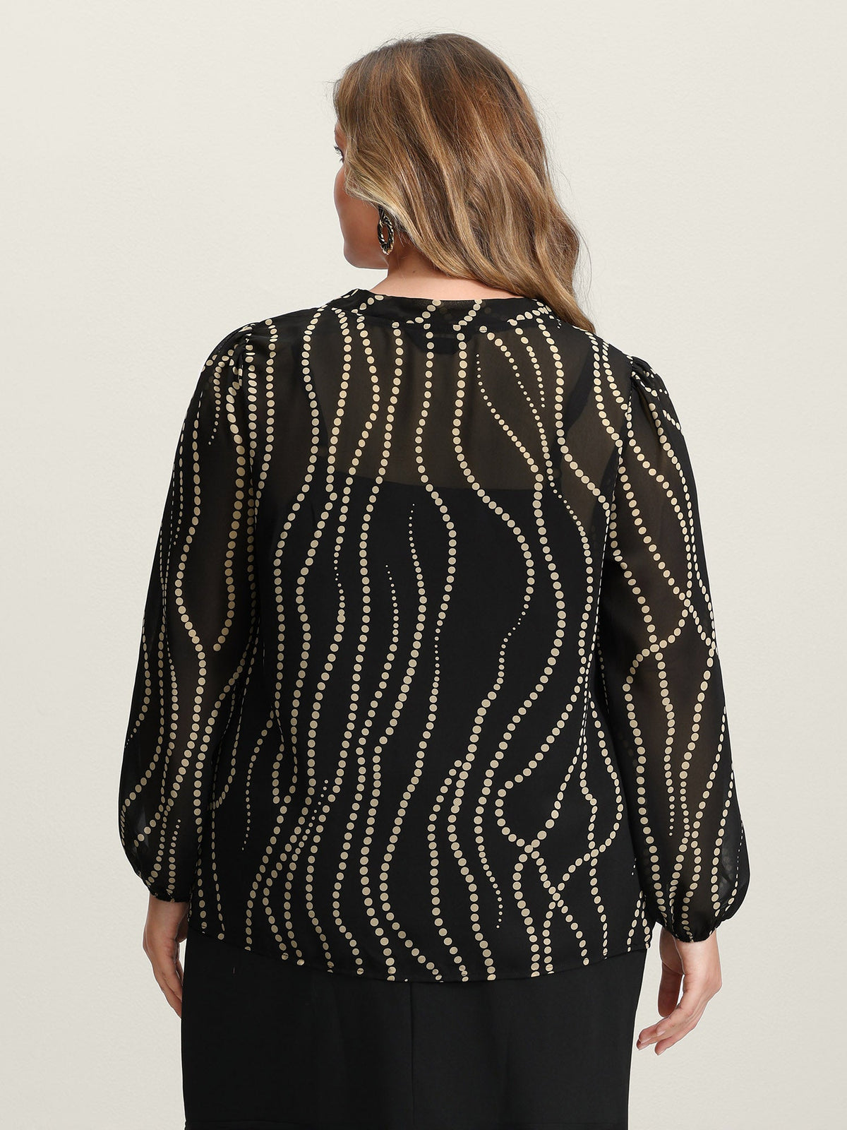 Knotted Neckline Chiffon Print Blouse