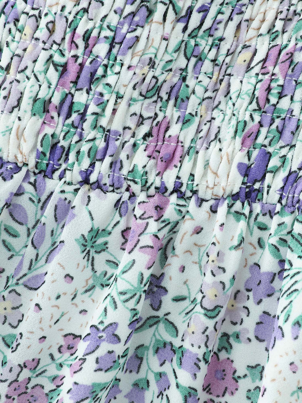 Floral Print Shirred Bodice Blouse