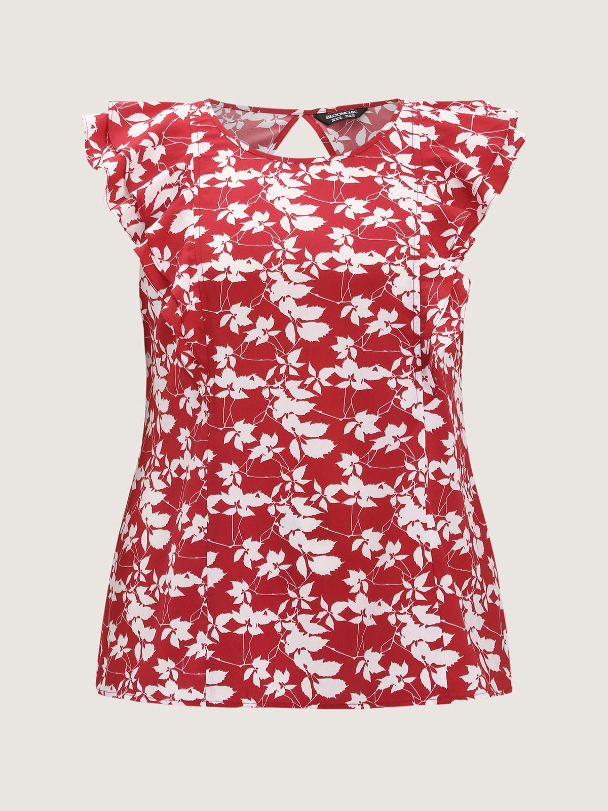 Floral Print Ruffled Cap Sleeve Blouse