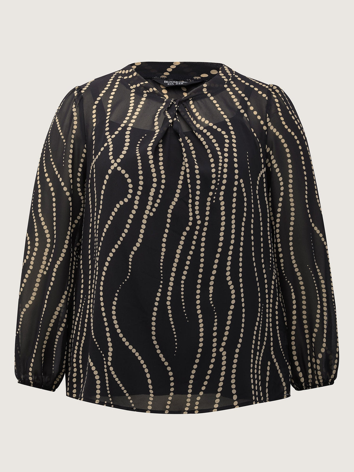 Knotted Neckline Chiffon Print Blouse
