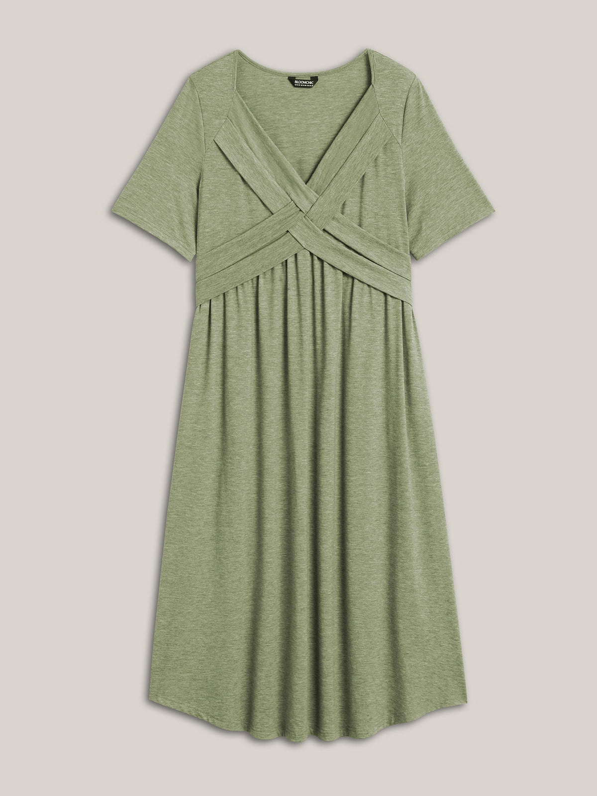 Crossover Bodice Stretchy Heather Midi Dress