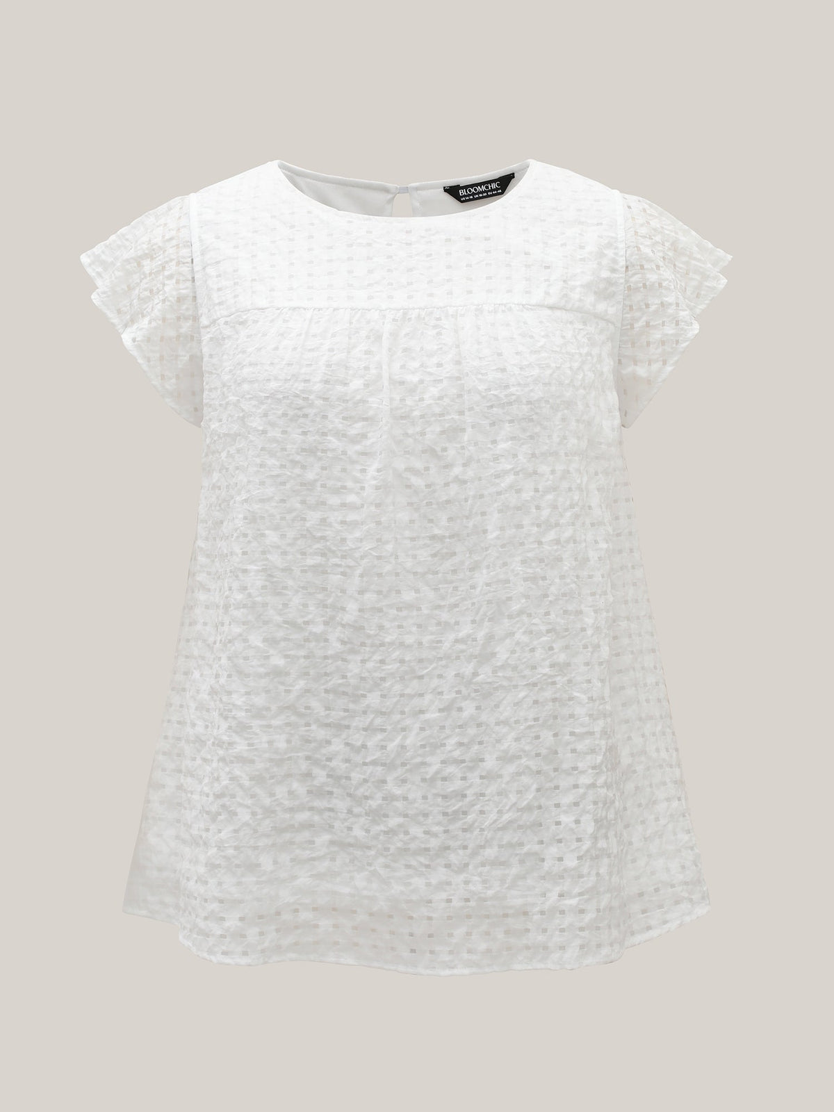 Textured Sheer Lined Flutter Sleeve Blouse