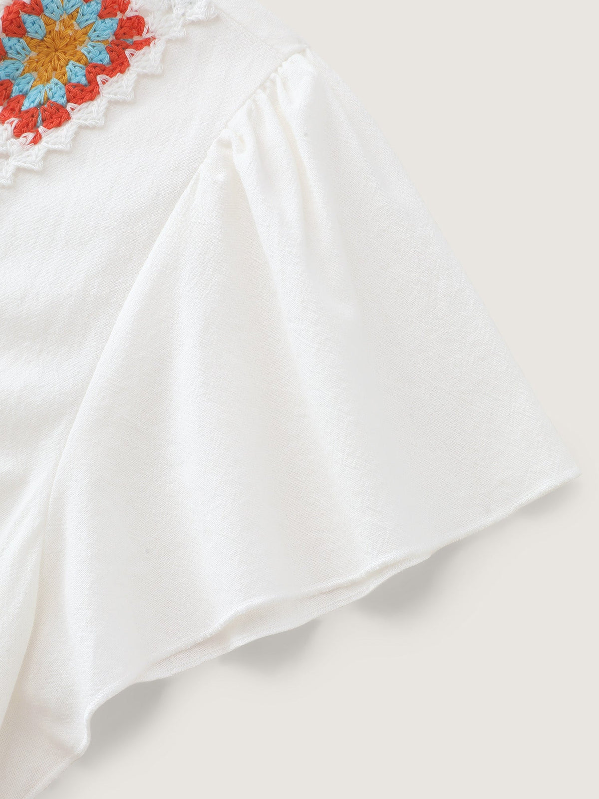 Cotton Colorful Floral Crochet Fit And Flare Blouse
