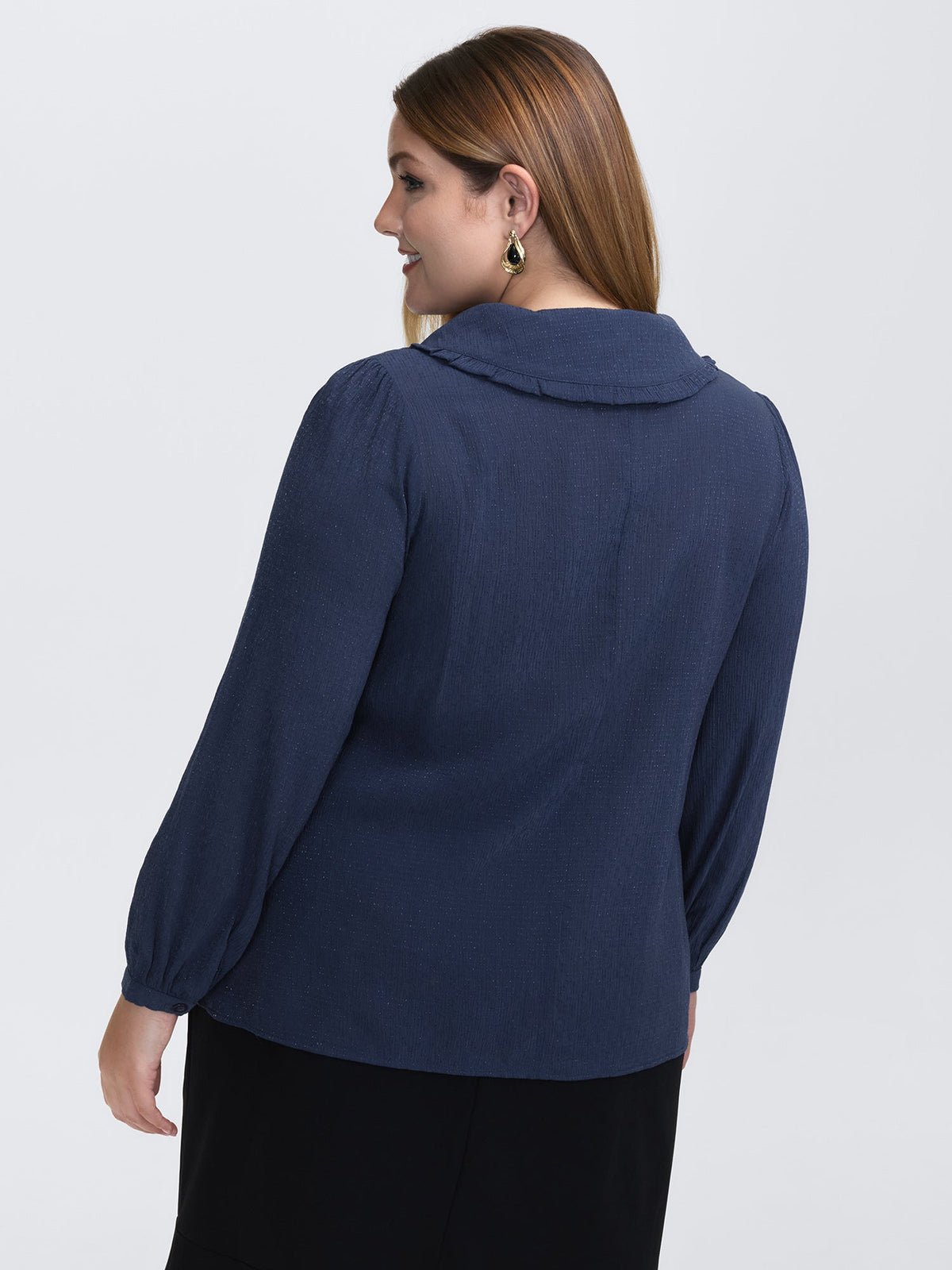 Rayon Textured Semi Sheer Placket Blouse