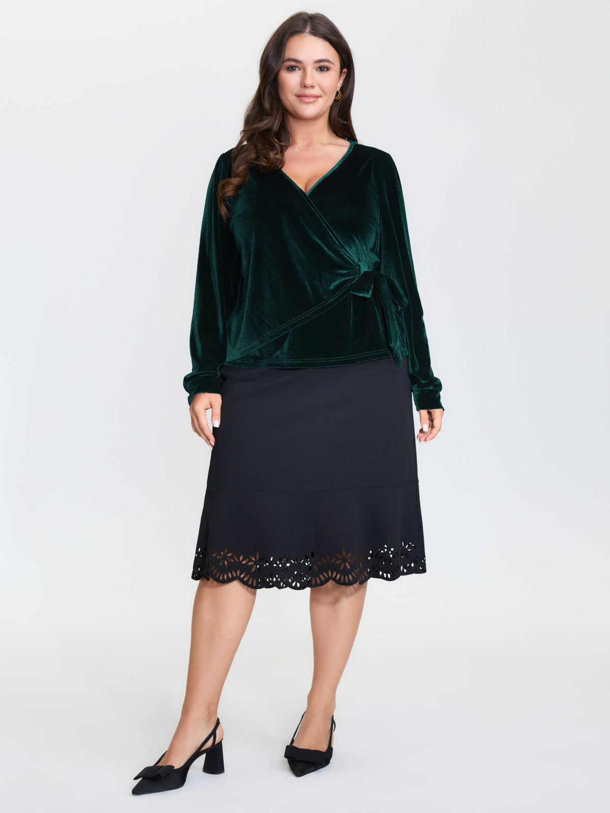 Cheerful Velvet Wrap Tie Blouse