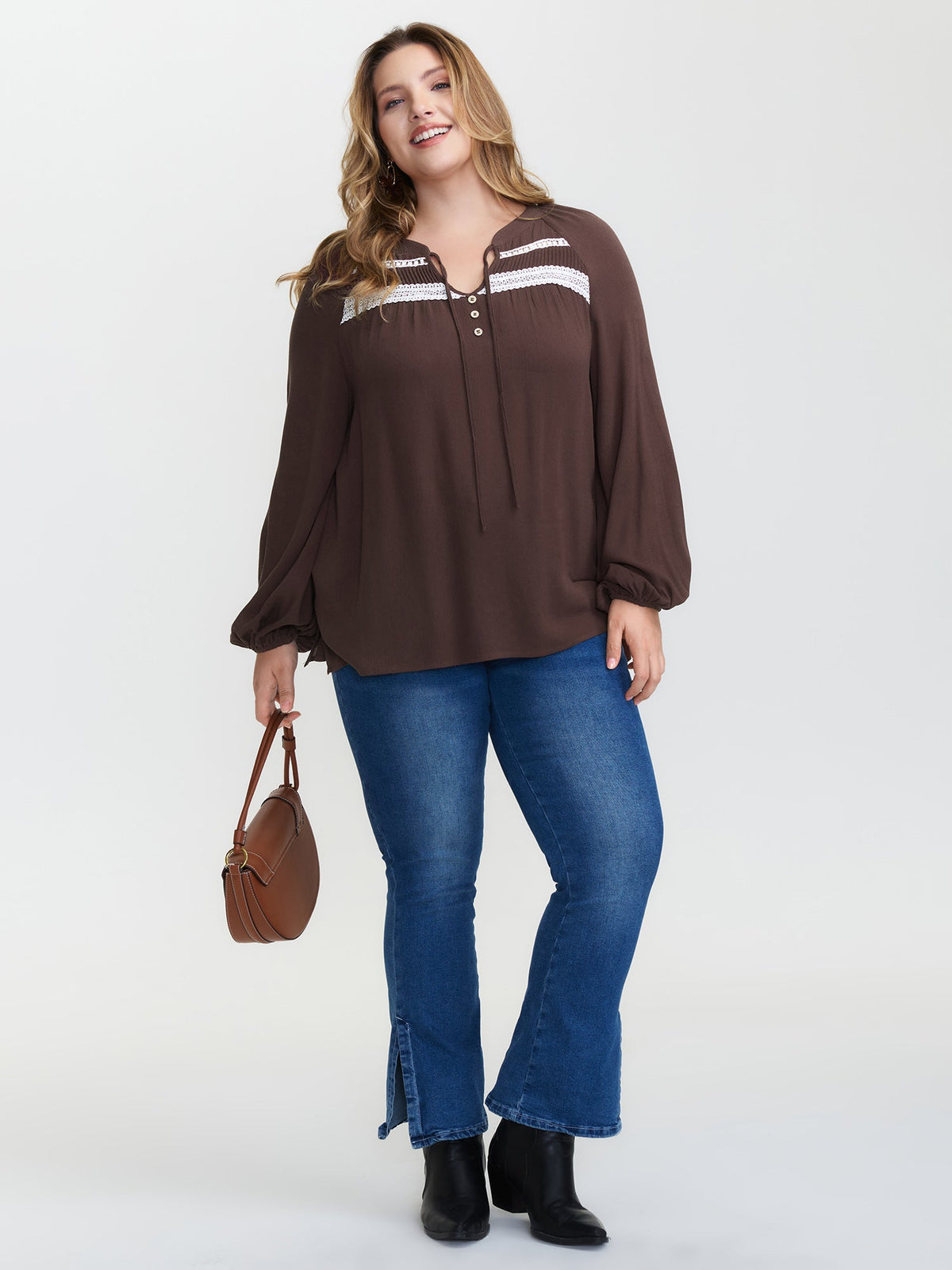 Pure Cotton Lace Trim Blouse