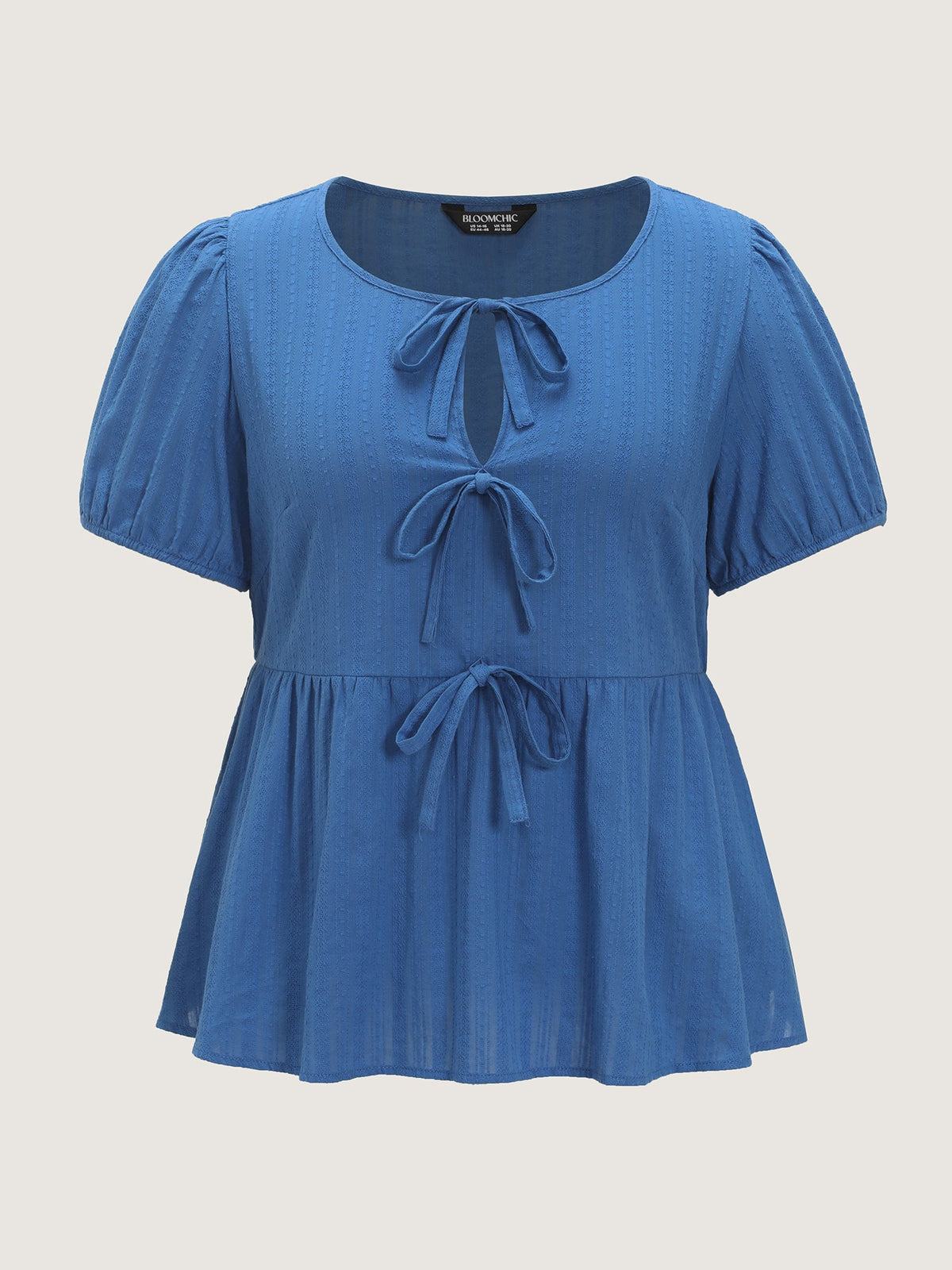 Cotton Front-Tie Puff Sleeve Blouse