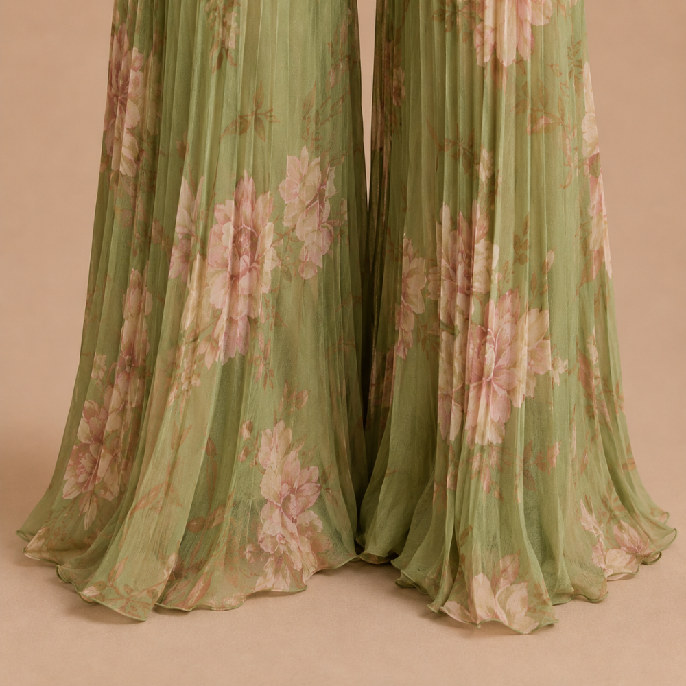 Sabina Elegant Floral Pleated Jumpsuit