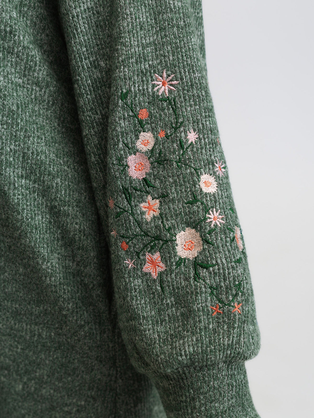 Floral Embroidered Sleeve Hooded Mini Dress