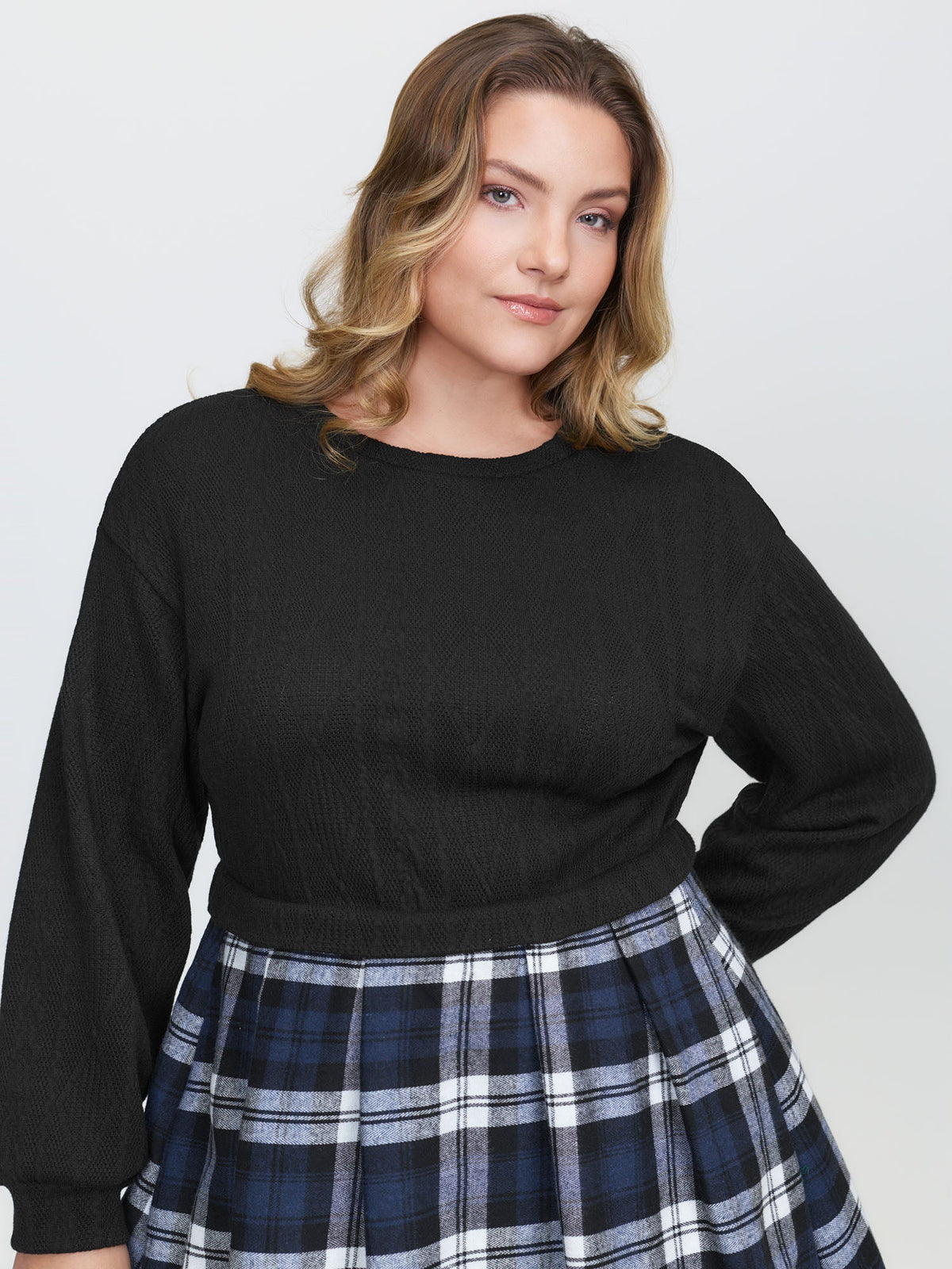 Layered Plaid Pockets Mini Dress