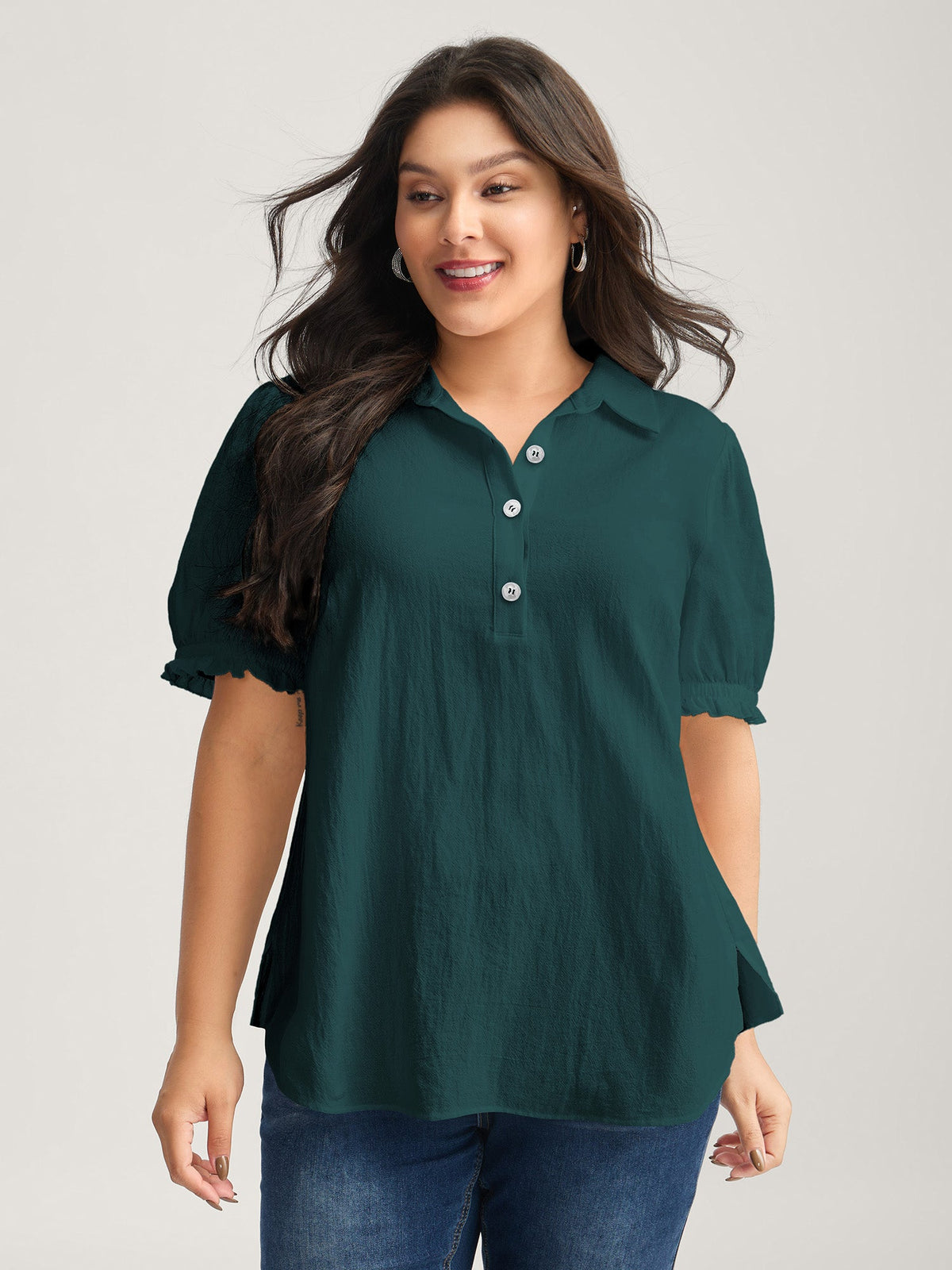 Pure Cotton Ruffled Puffy Sleeve Blouse