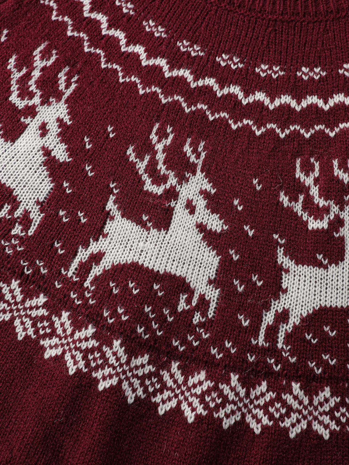 Reindeer Print Cinched-Waist Sweater Mini Dress
