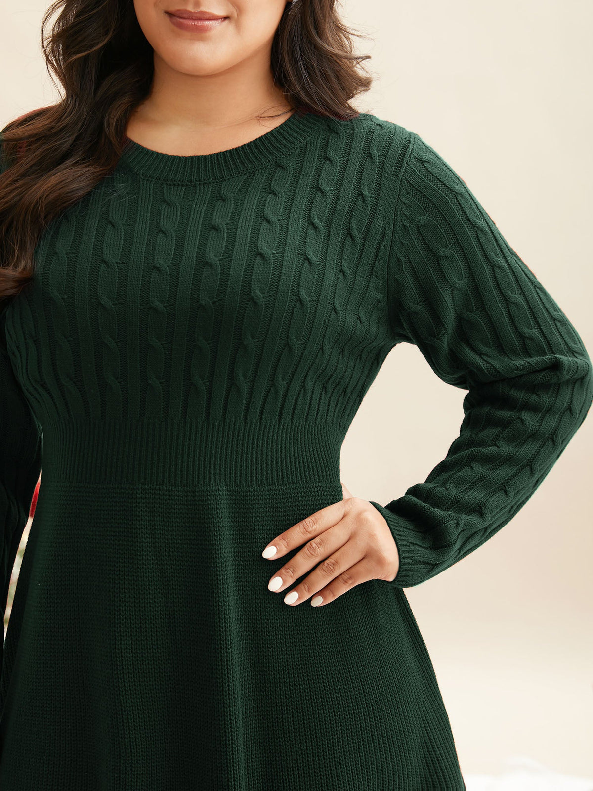 Cable Knit Fit-and-Flare Mini Sweater Dress