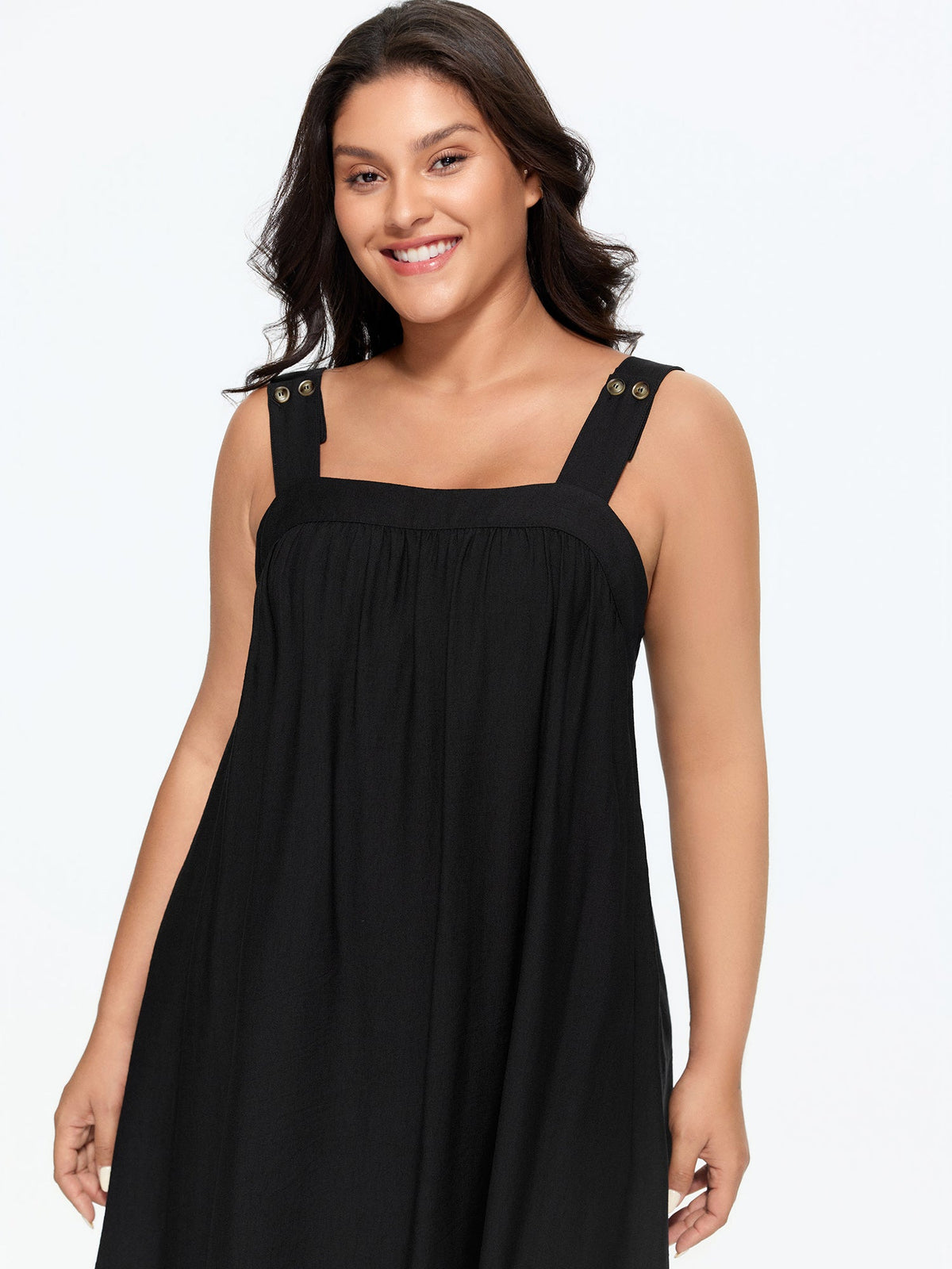 Square Neck Backless Drawstring Midi Dress