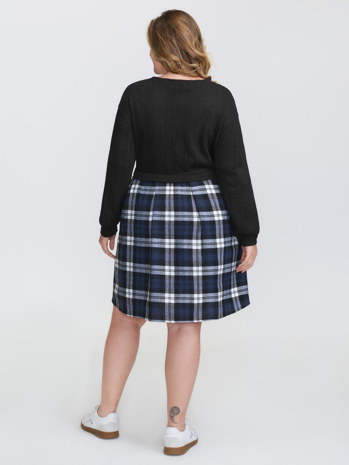 Layered Plaid Pockets Mini Dress