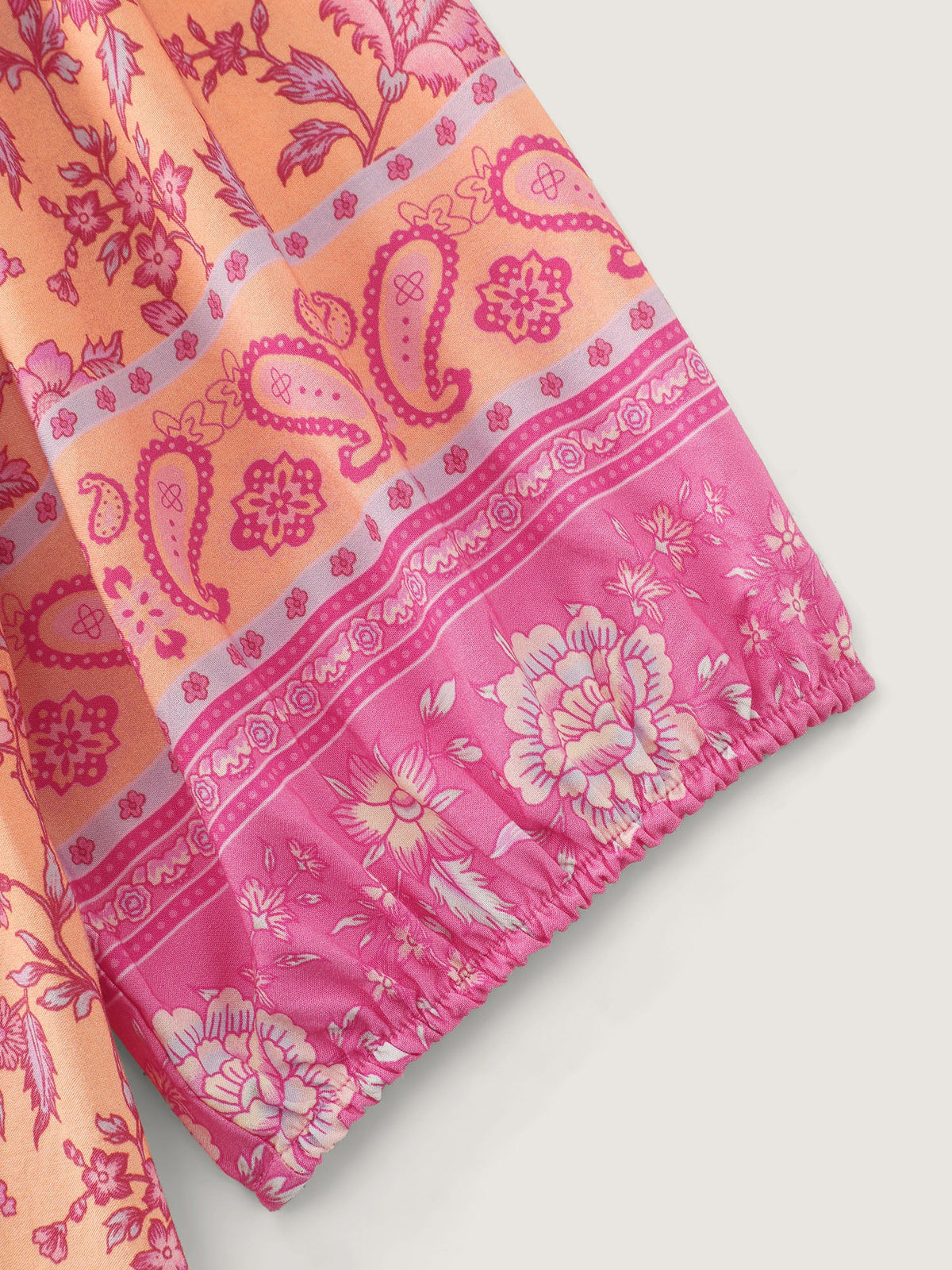 Color Block Paisley Print Babydoll Blouse