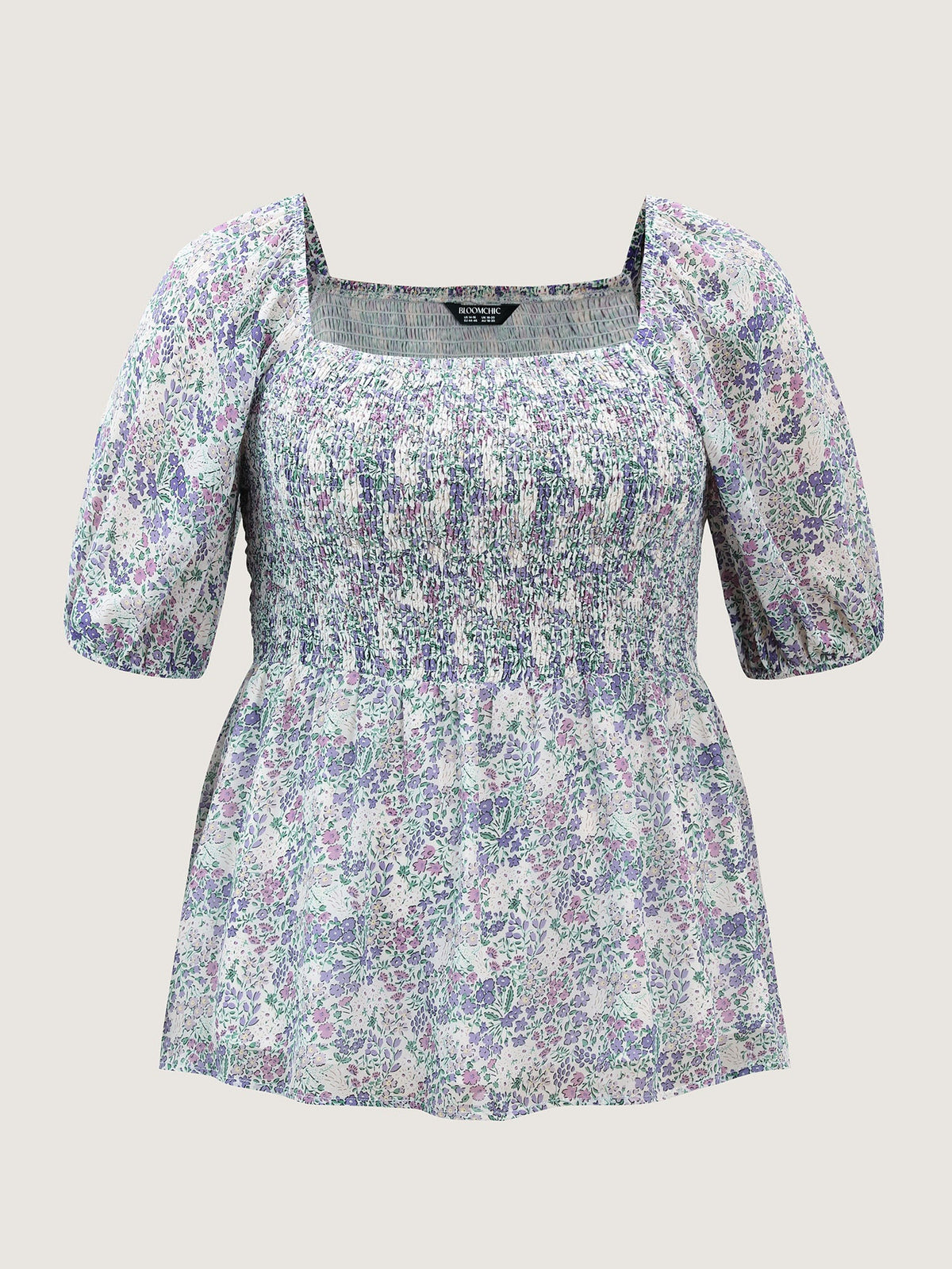 Floral Print Shirred Bodice Blouse