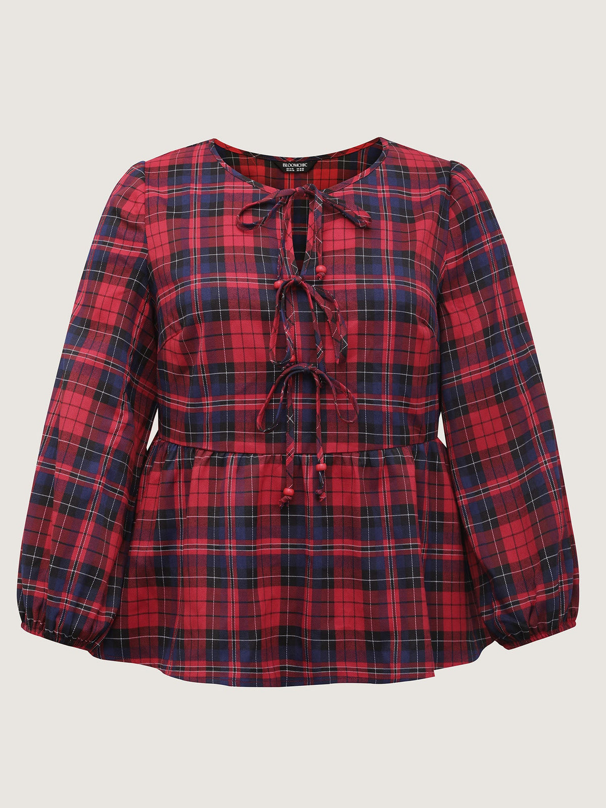 Festive Plaid Bowknots Adjustable Blouse