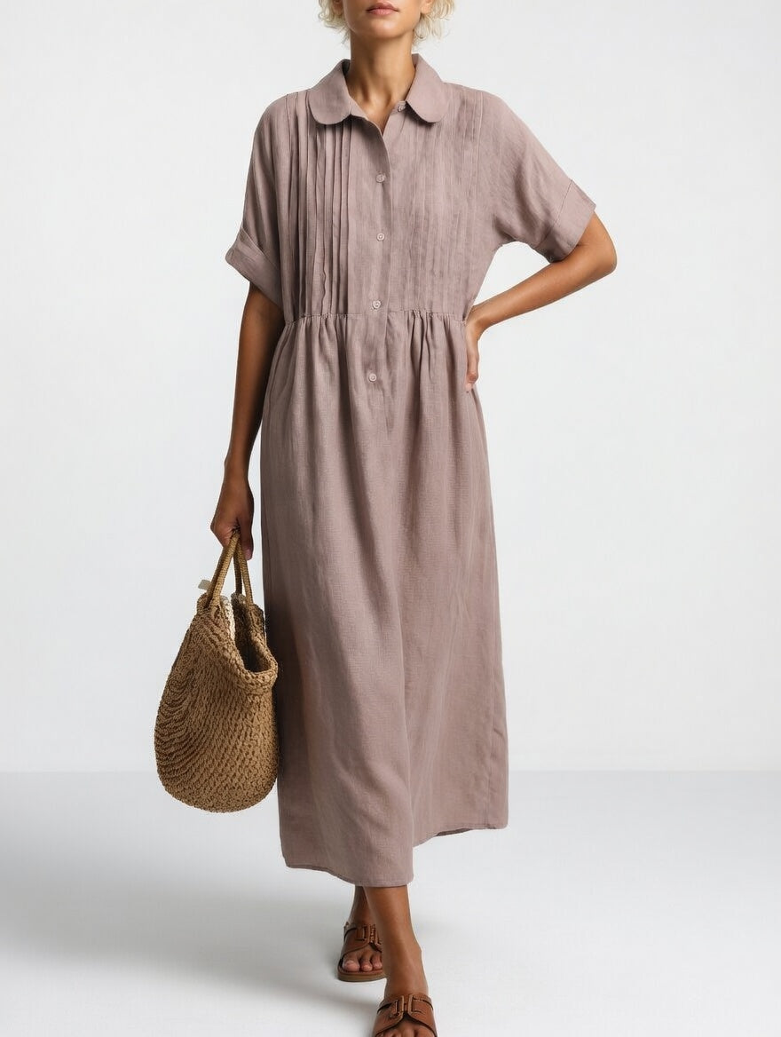 Alina Elegant Cotton Shirt Maxi Dress
