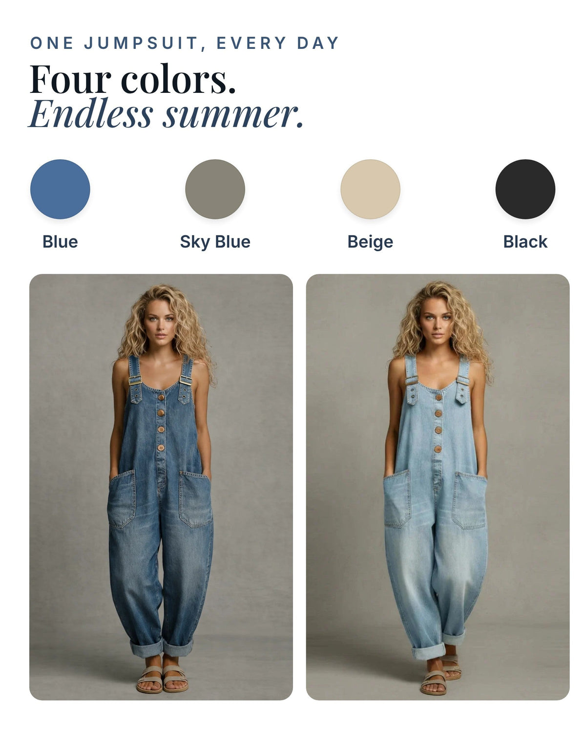 Vianne™ Relaxed Denim Utility Jumpsuit