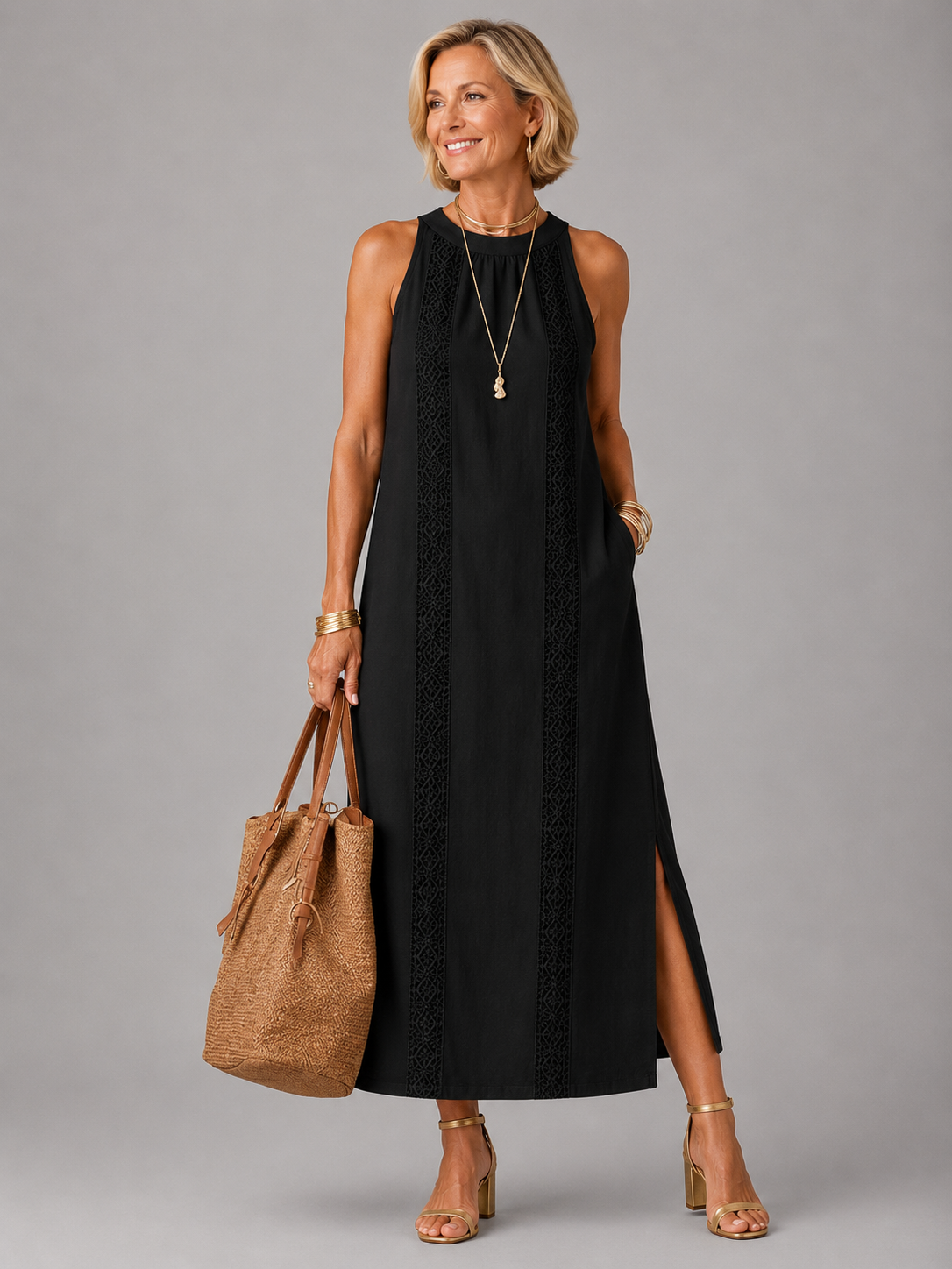 Emberly Relaxed Embroidered Midi Dress