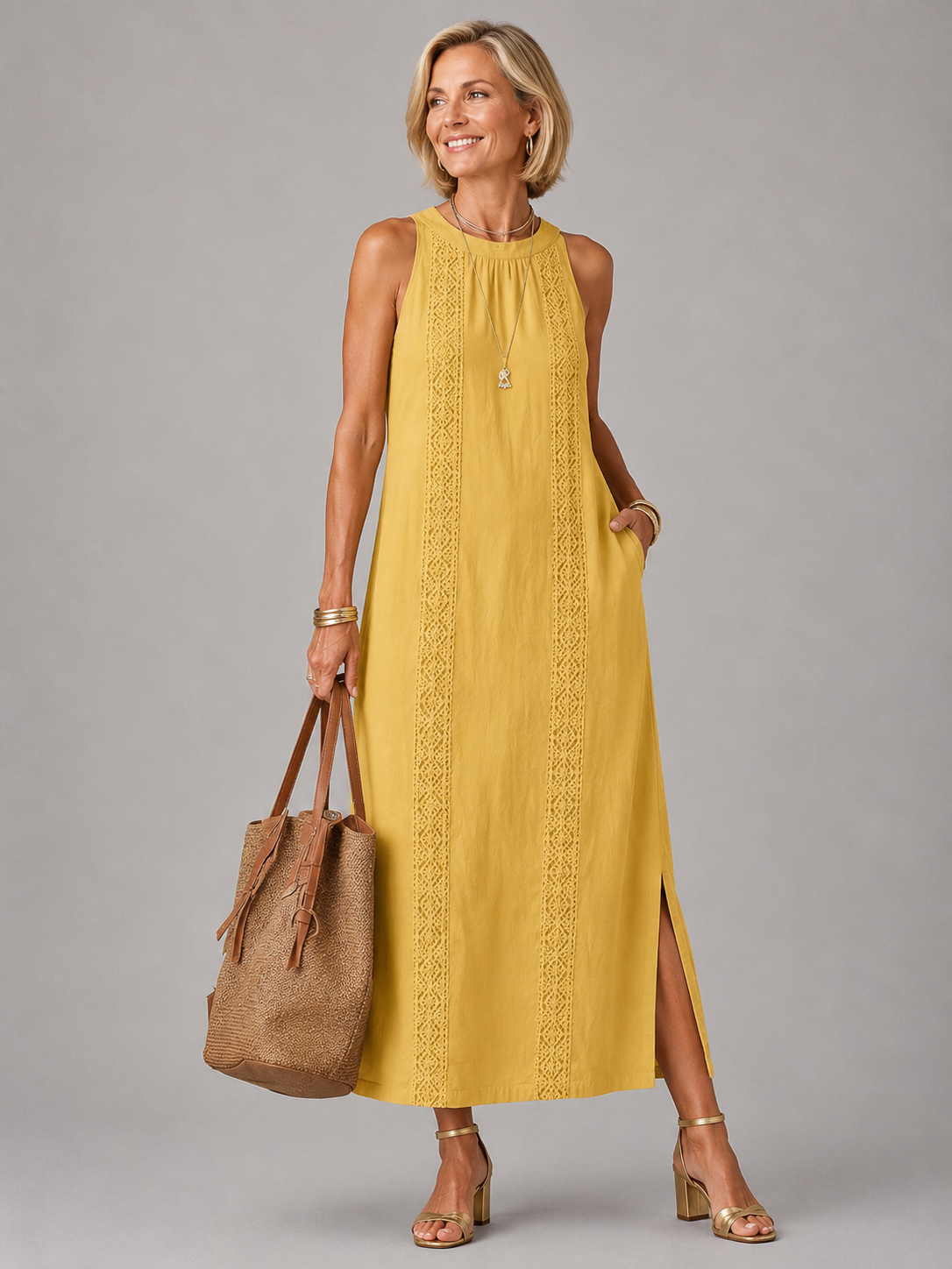 Emberly Relaxed Embroidered Midi Dress